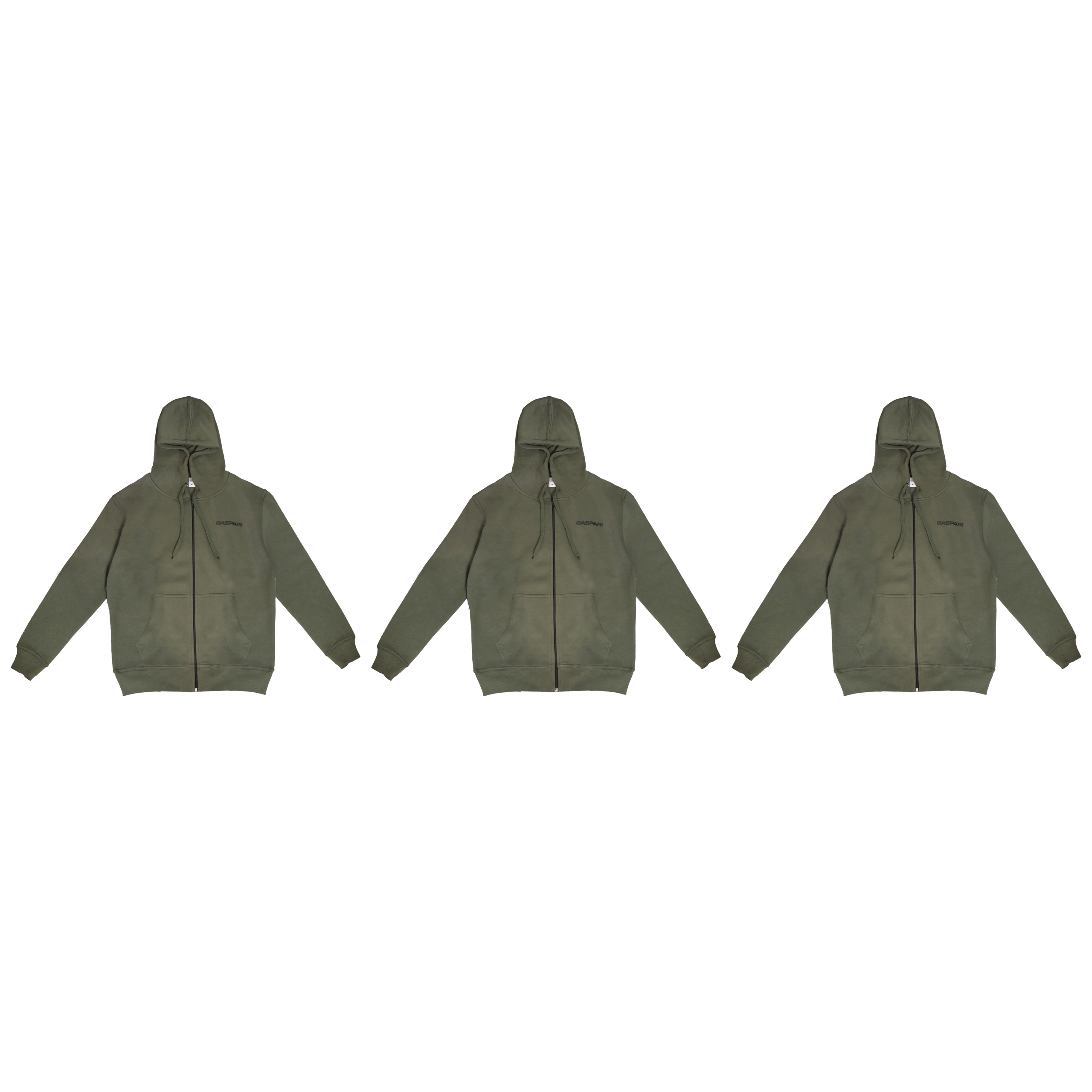 GASPARI NUTRITION Zipped Hoodie - Khaki - 3x Bluza z kapturem na zamek