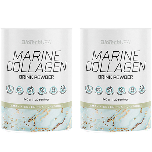 BioTech USA Marine Collagen Drink Powder - 2x 240g - Lemon Green Tea