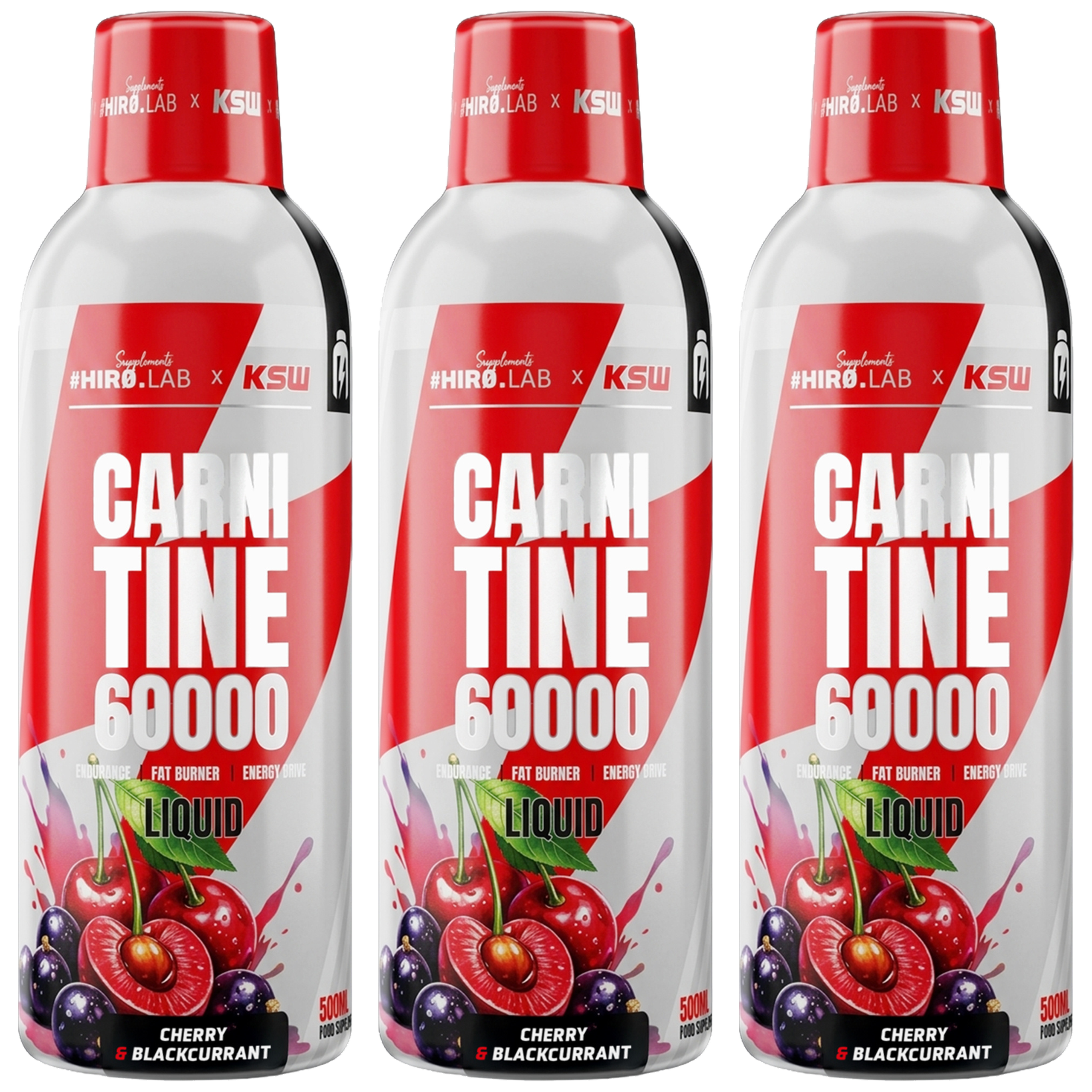 HIRO.LAB x KSW - Carnitine 60000 - 3x 500ml - Cherry Blackcurrant
