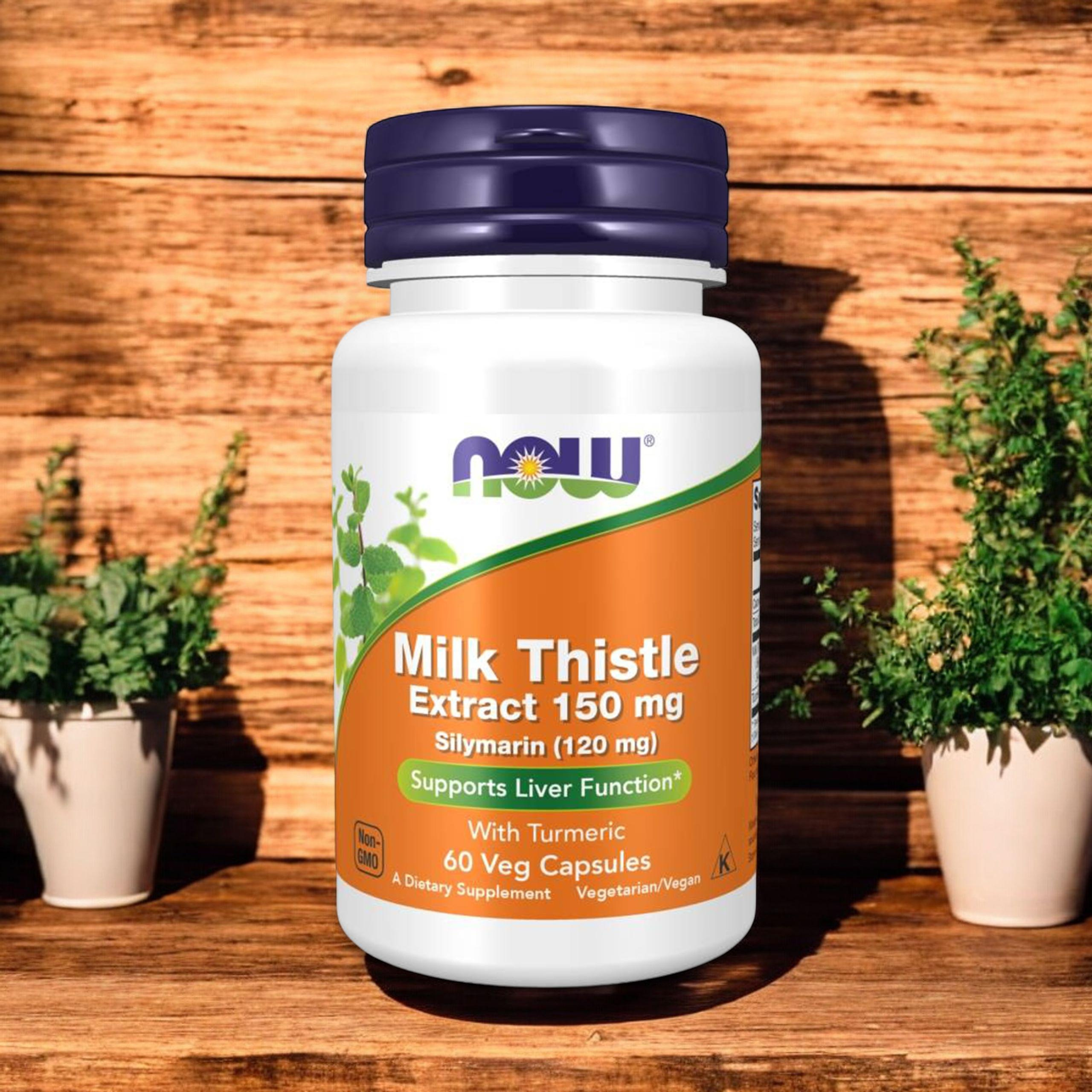 NOW Milk Thistle Extract 150mg Silymarin (120mg) with Turmeric - 3x 60vcaps.