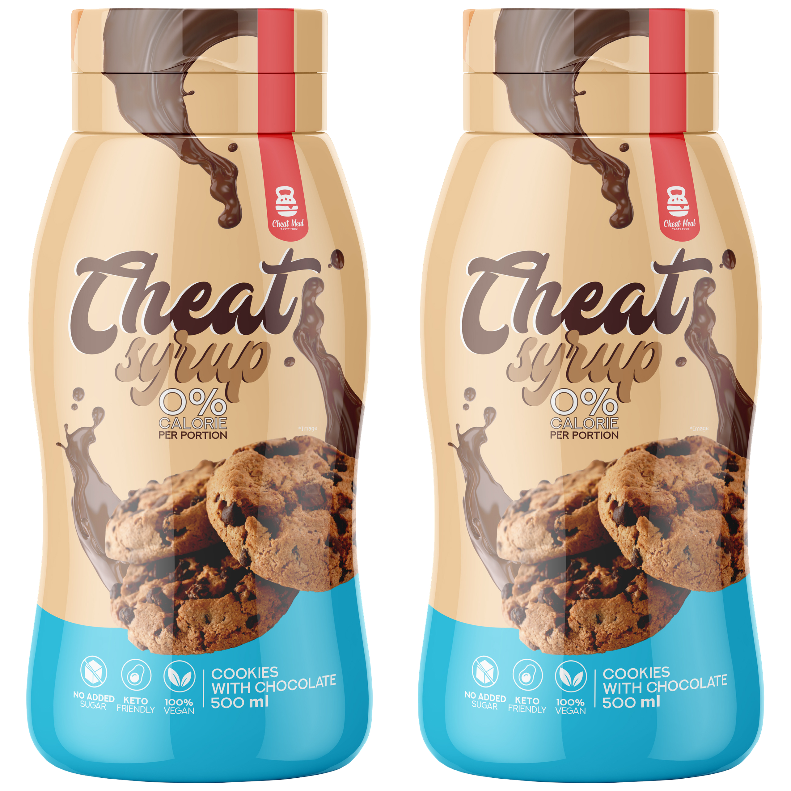 Cheat Meal Nutrition Syrup 0% (Syrop zero kalorii) - 2x 500ml - Ciasteczkowy z czekoladą