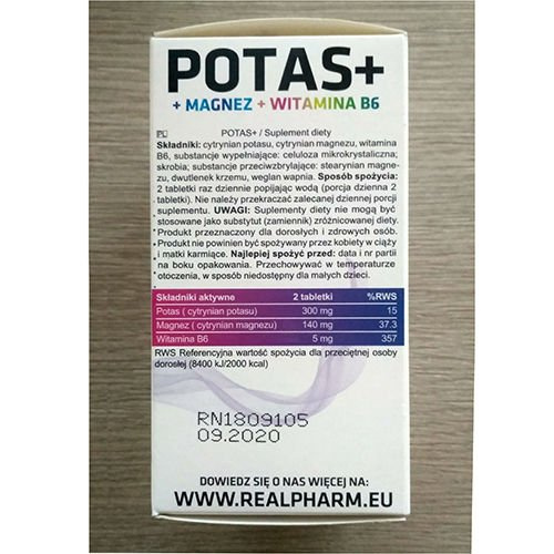 REAL PHARM Potas + Magnez + B6 - 90tabs