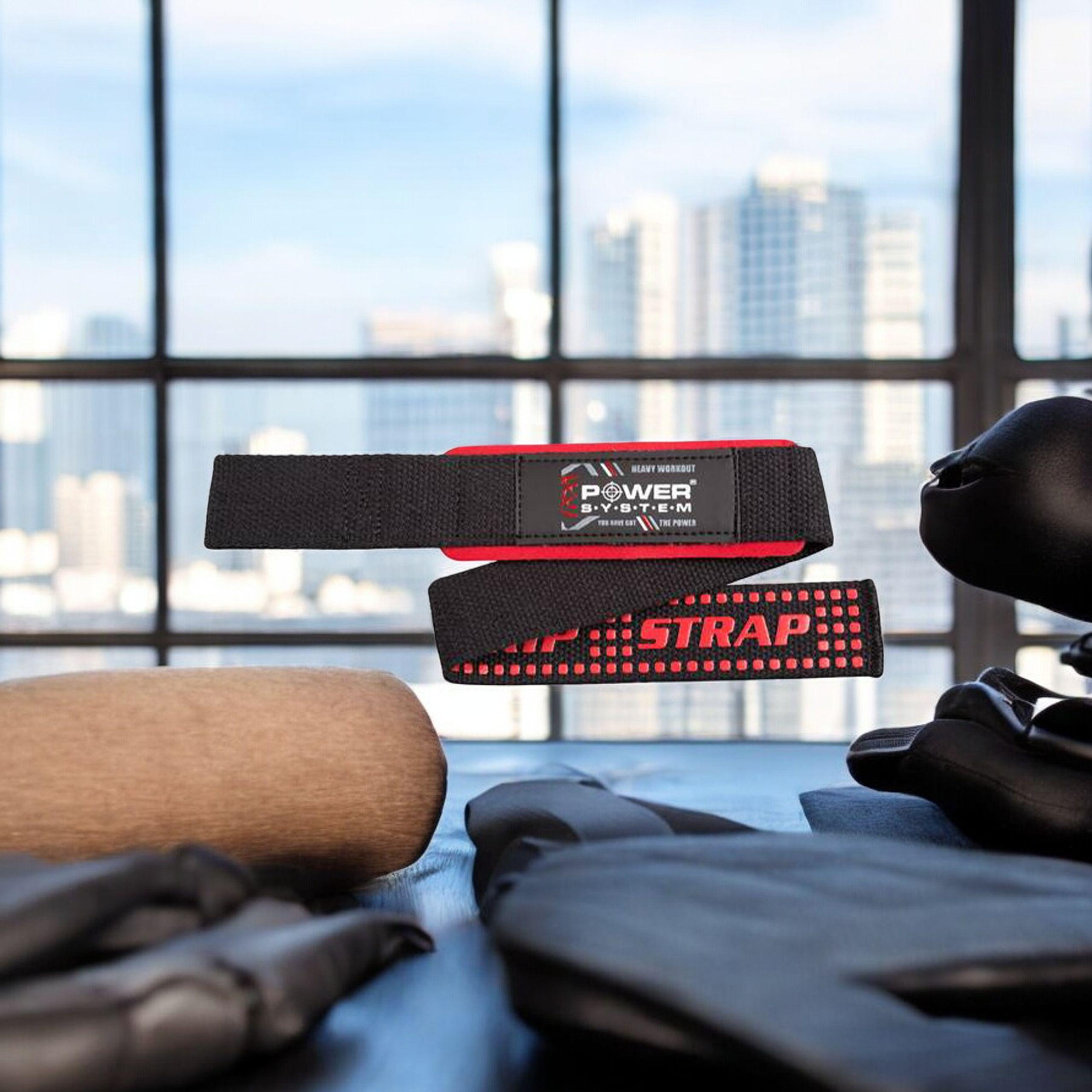 POWER SYSTEM XTR Grip Straps Black/Red - 2x Paski Treningowe