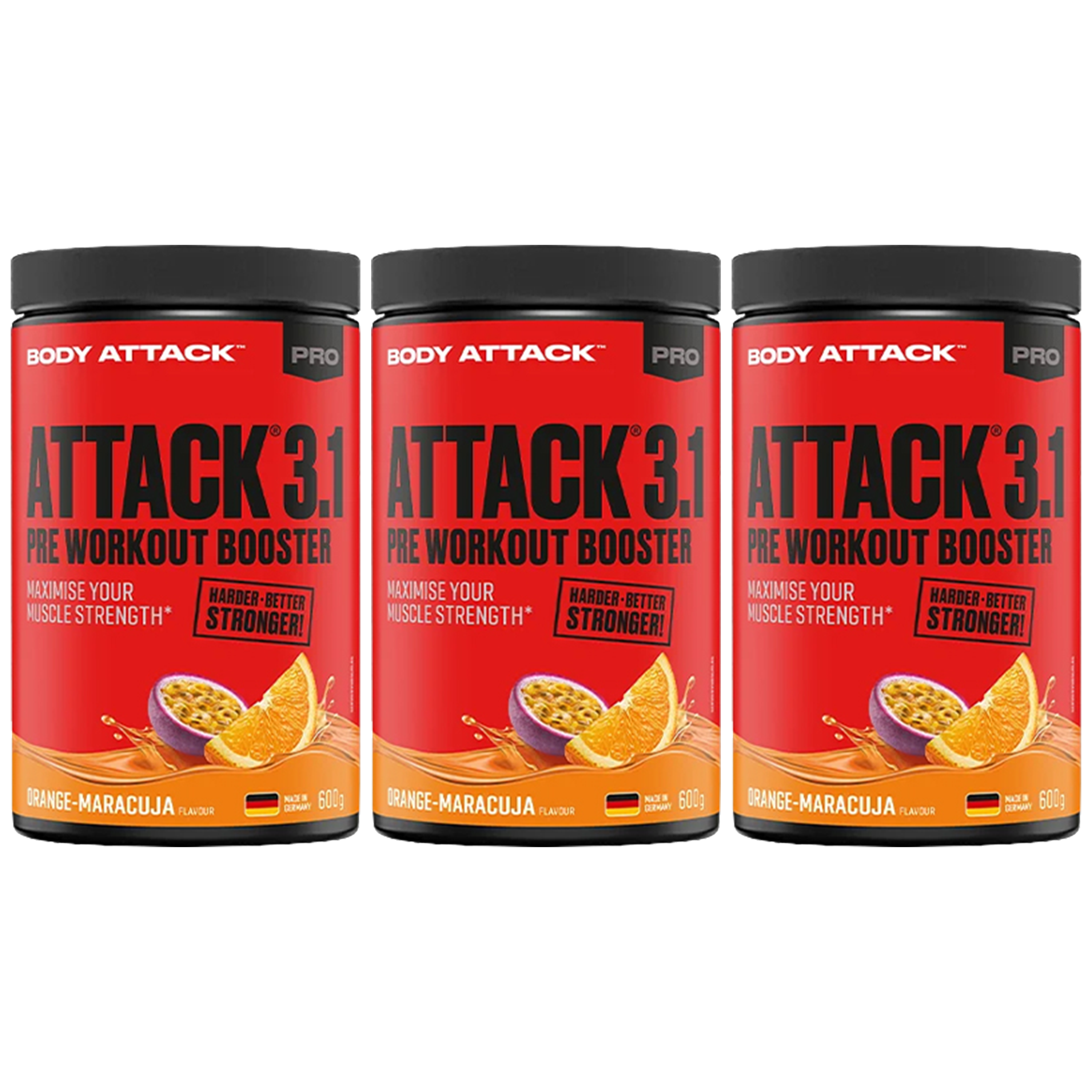 BODY ATTACK Attack 3.1 Pre Workout Booster - 3x 600g