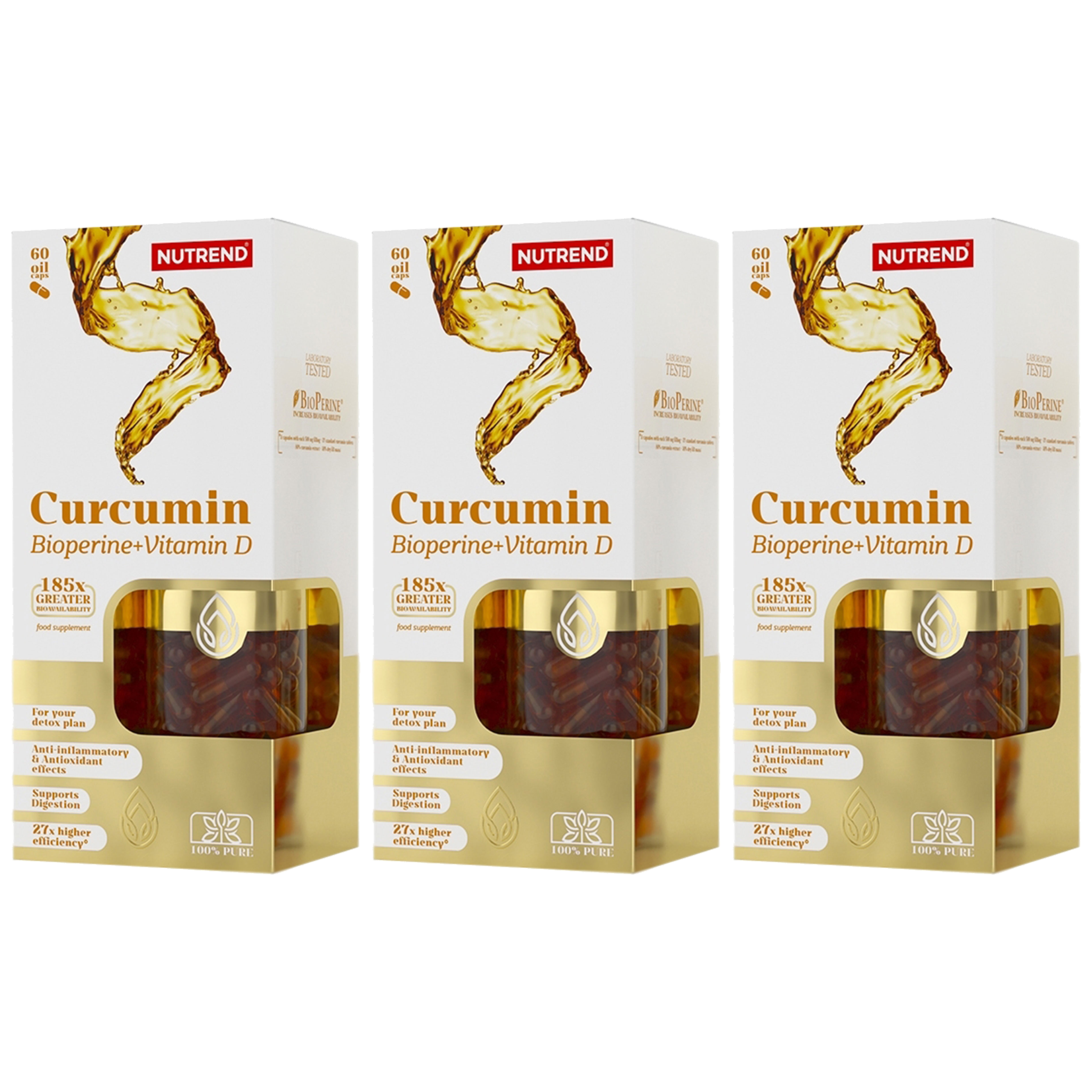 NUTREND Curcumin + Bioperine + Vitamin D (Kurkuma z Piperyną) - 3x 60caps