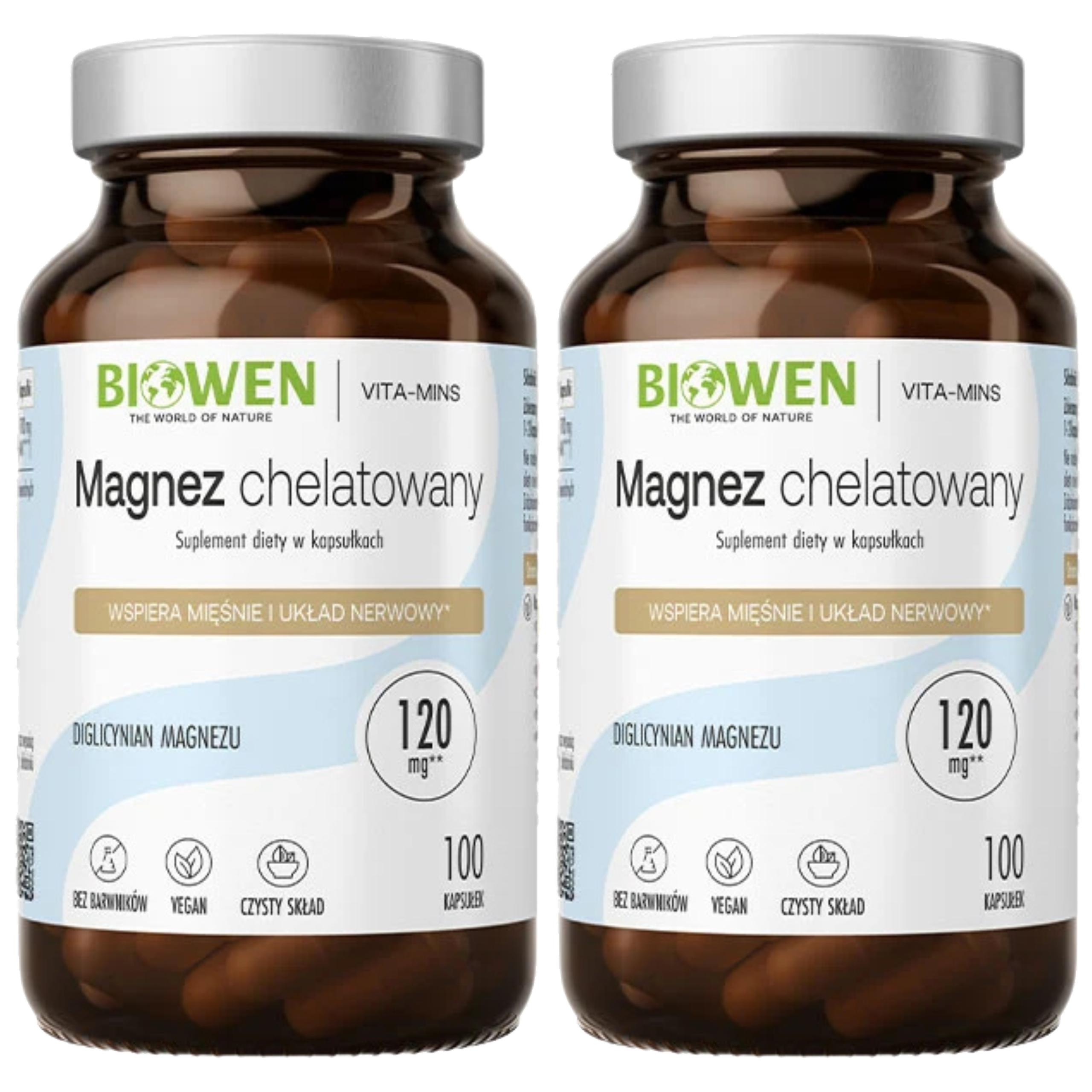 BIOWEN - Magnez Chelatowany 850mg - 2x 100caps.