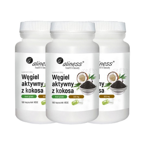 ALINESS Węgiel aktywny z kokosa 300mg - 3x 100vcaps