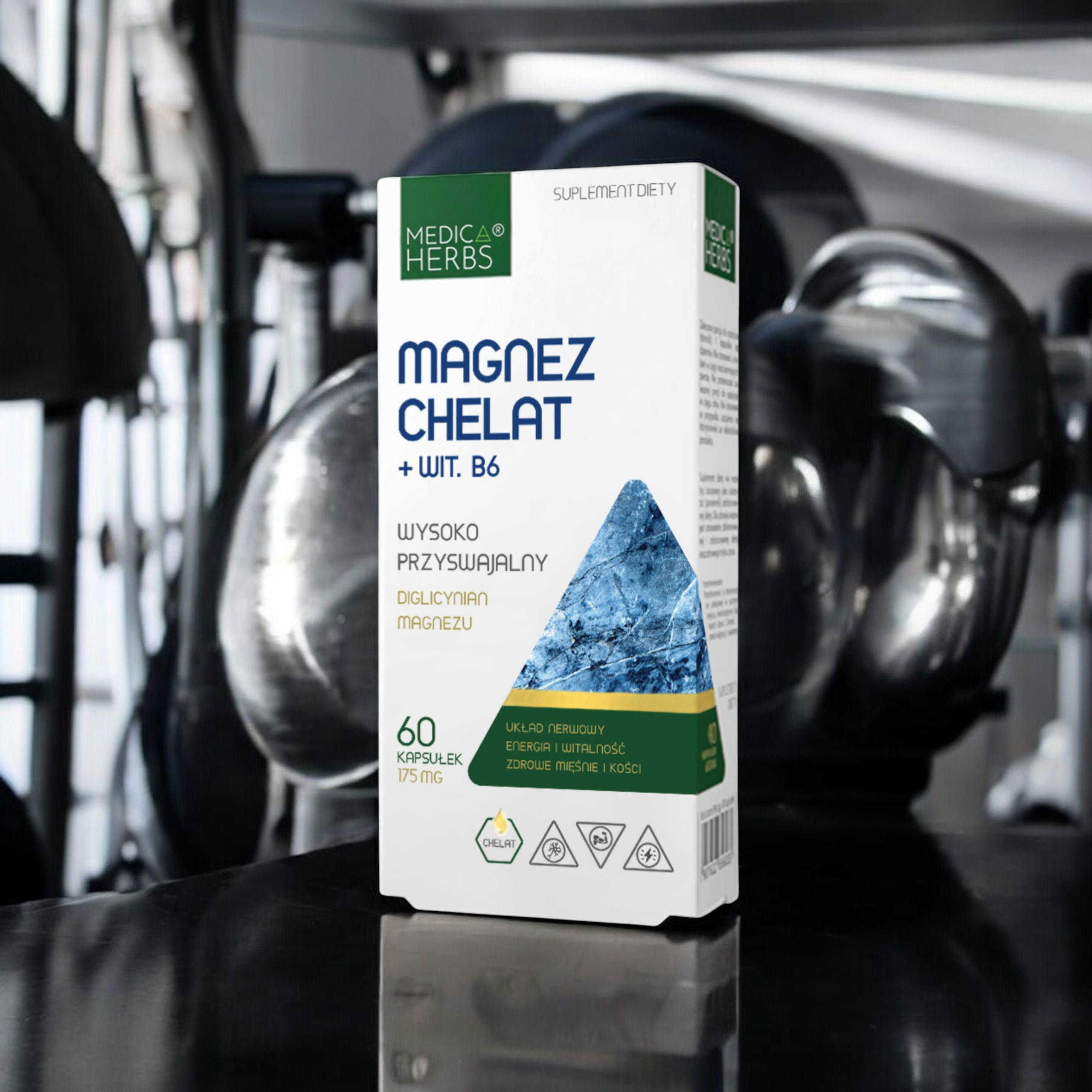 MEDICA HERBS - Magnez Chelat + Wit. B6 - 2x 60caps.