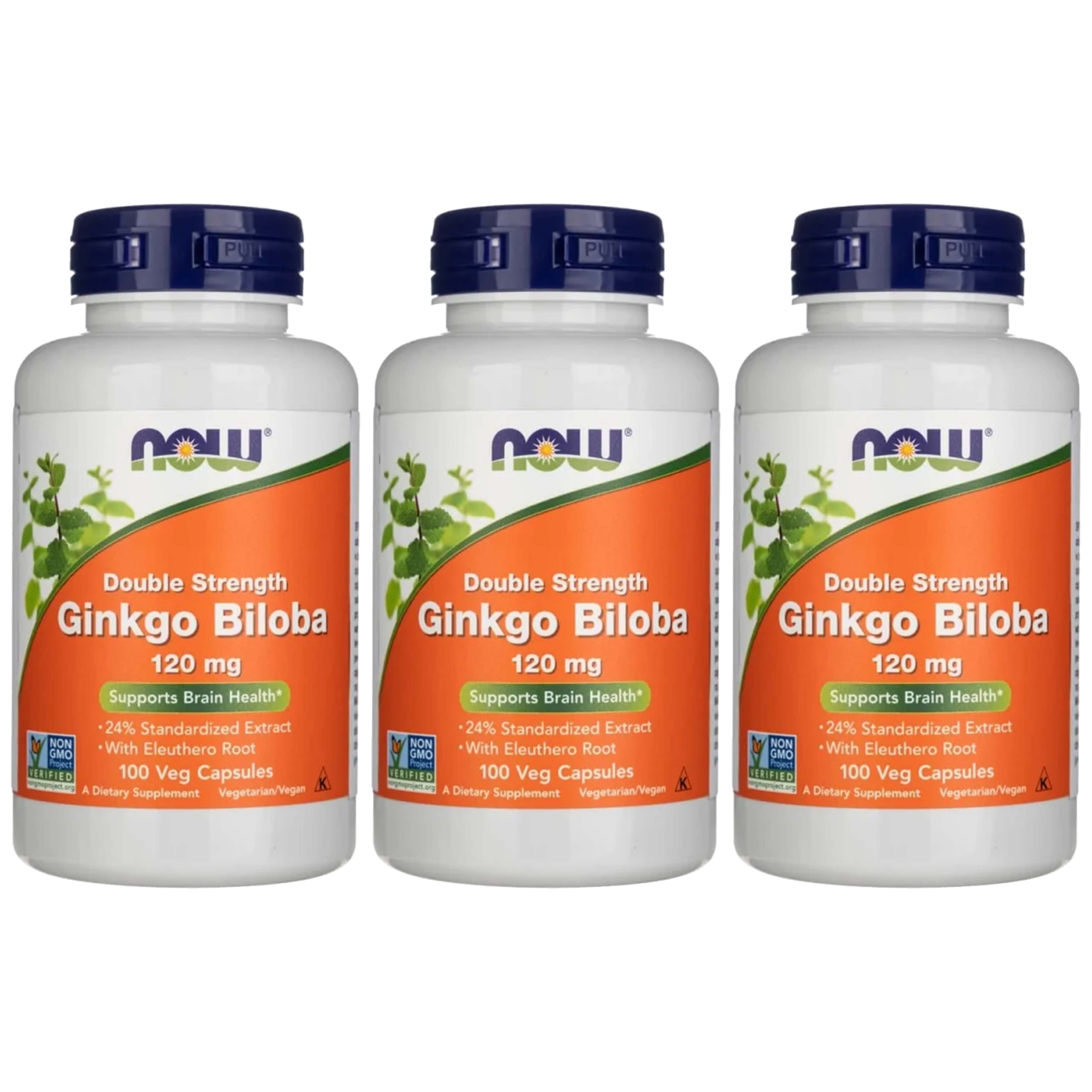 NOW Ginkgo Biloba Double Strenght - 3x 100vcaps.