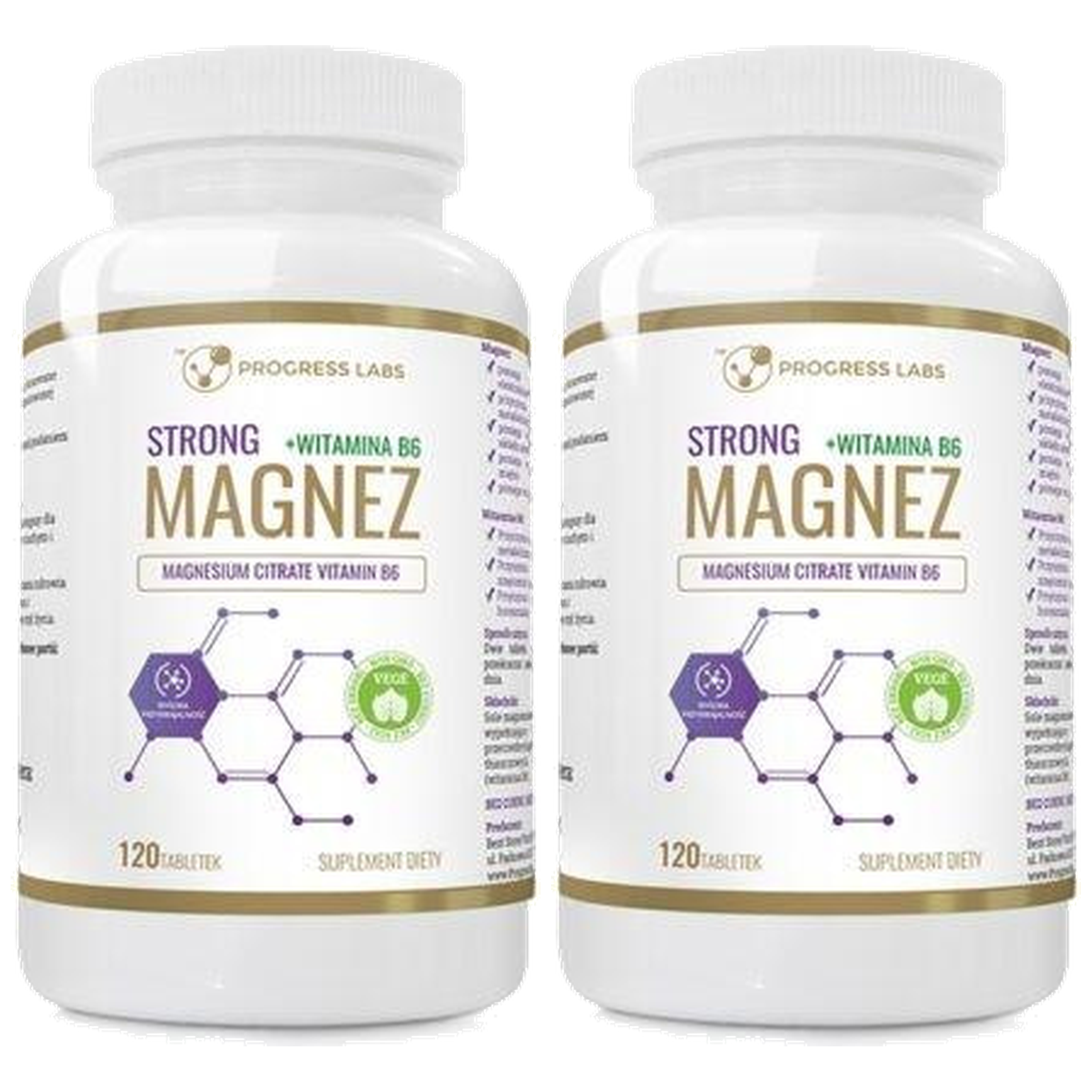 PROGRESS LABS - Magnez Strong + Witamina B6 350mg - 2x 120tabs.