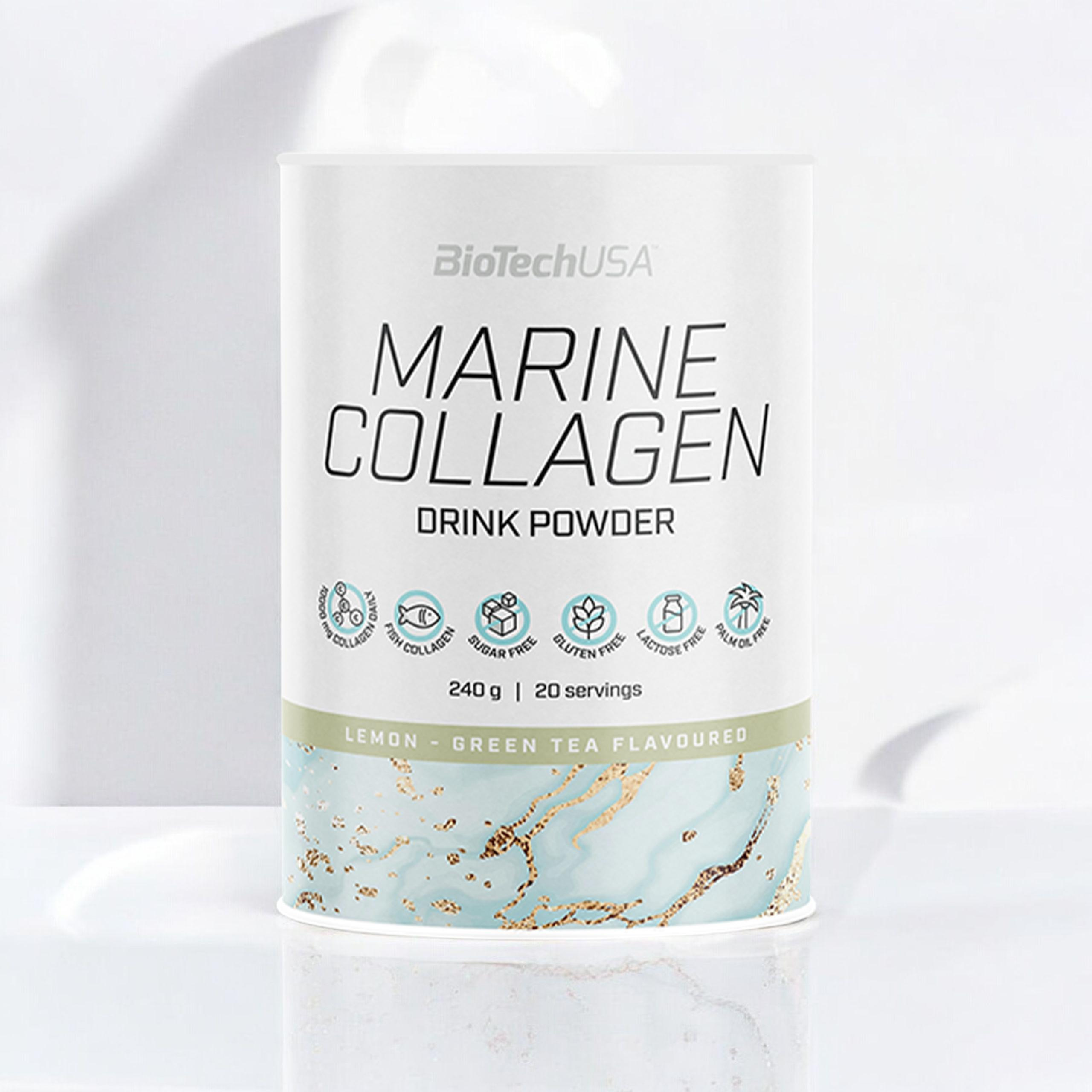 BioTech USA Marine Collagen Drink Powder - 2x 240g - Lemon Green Tea