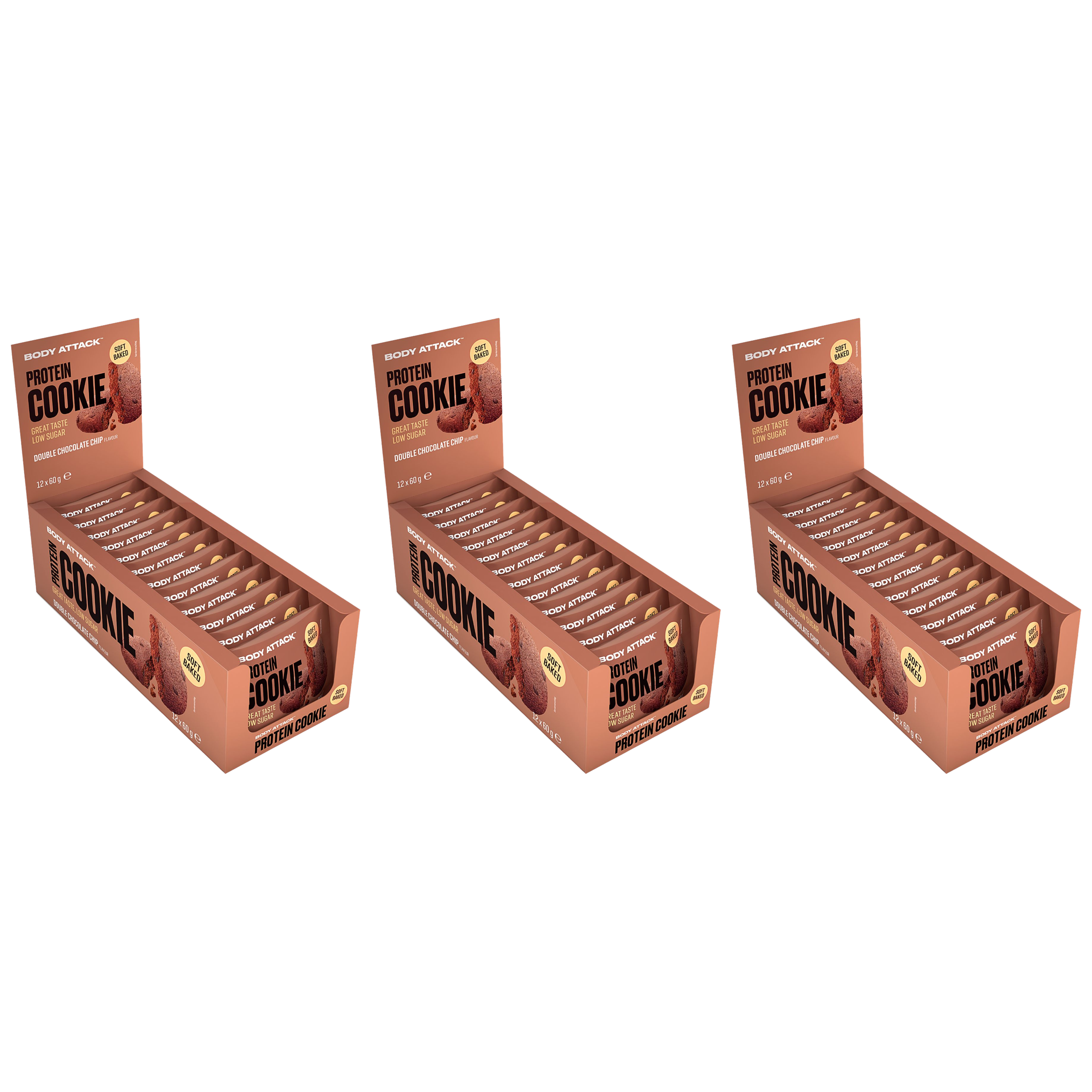 BODY ATTACK - Protein Cookie - 12x 3x 60g