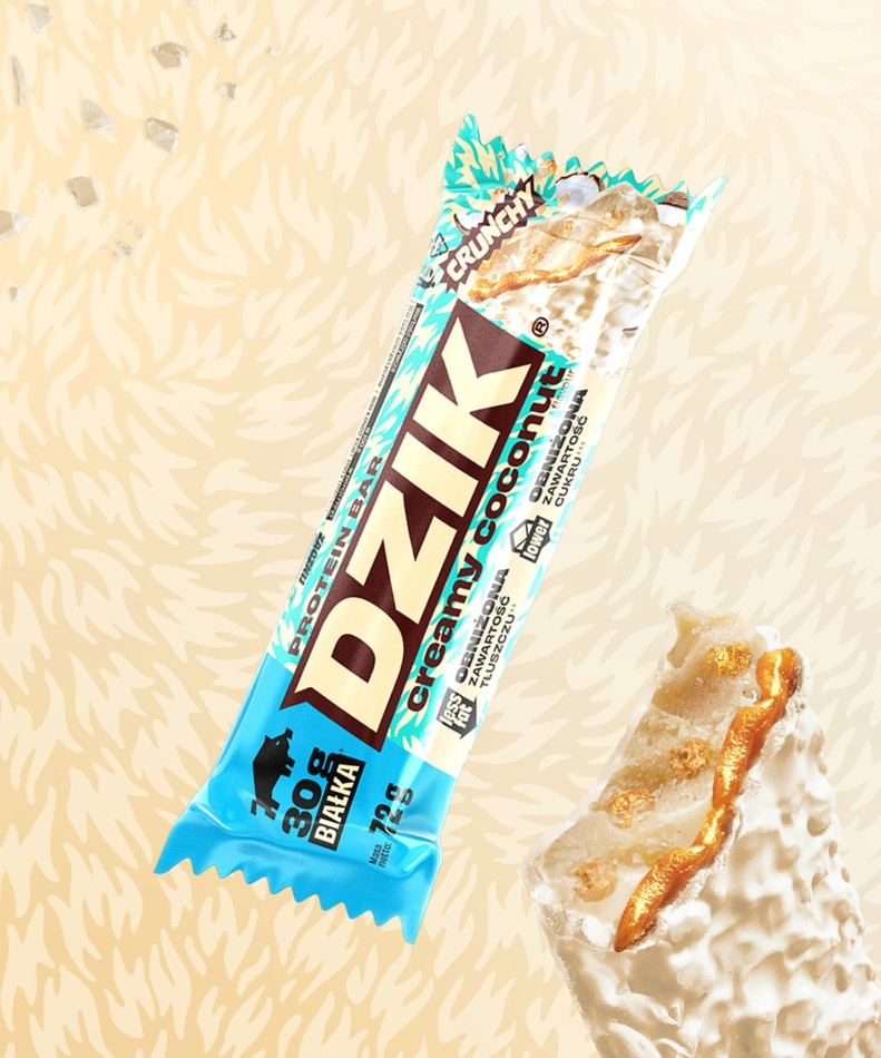 DZIK - Protein Bar Crunchy - 3x 72g - Creamy Coconut
