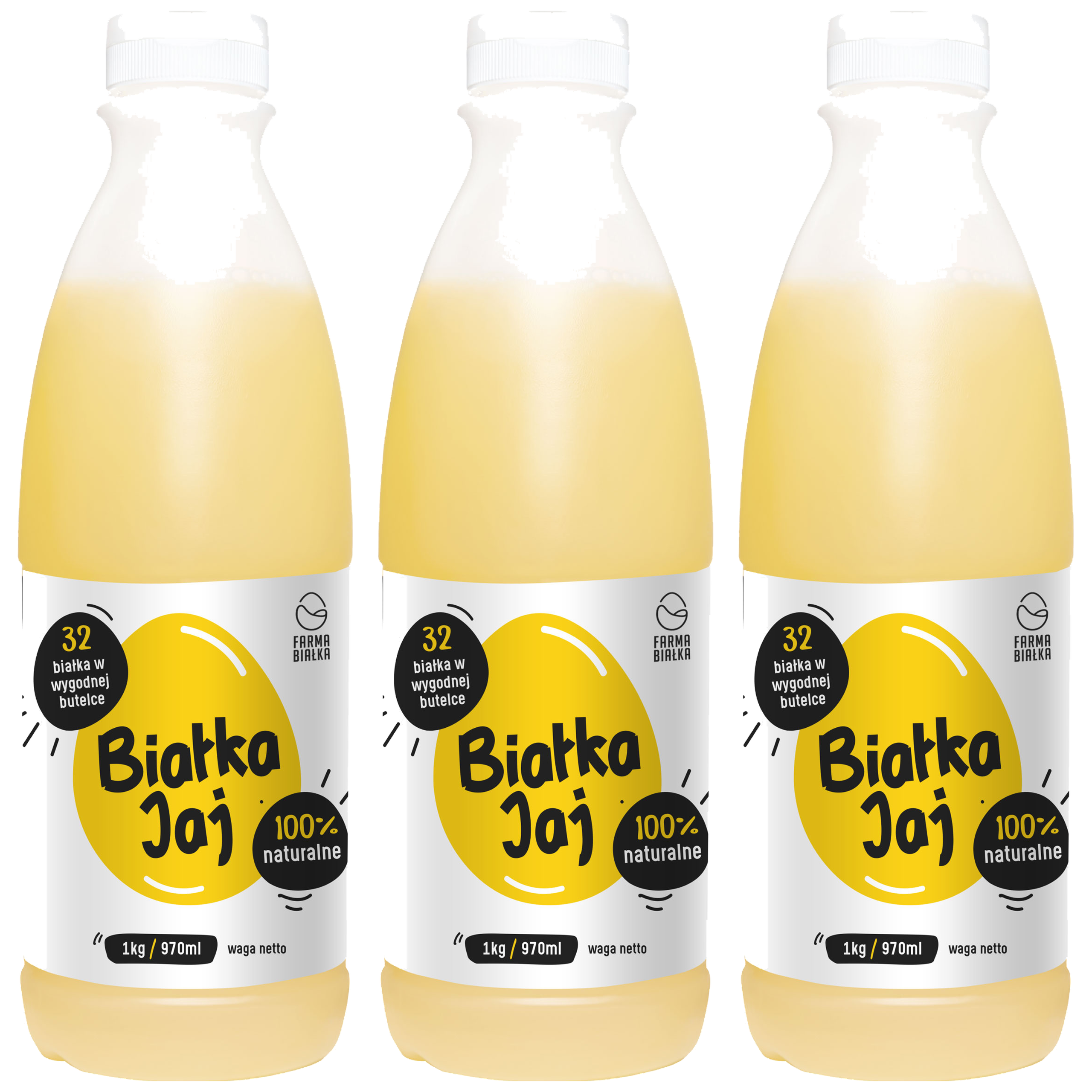 FARMA BIAŁKA 100% Płynne Białko Jaj - 3x 1000g