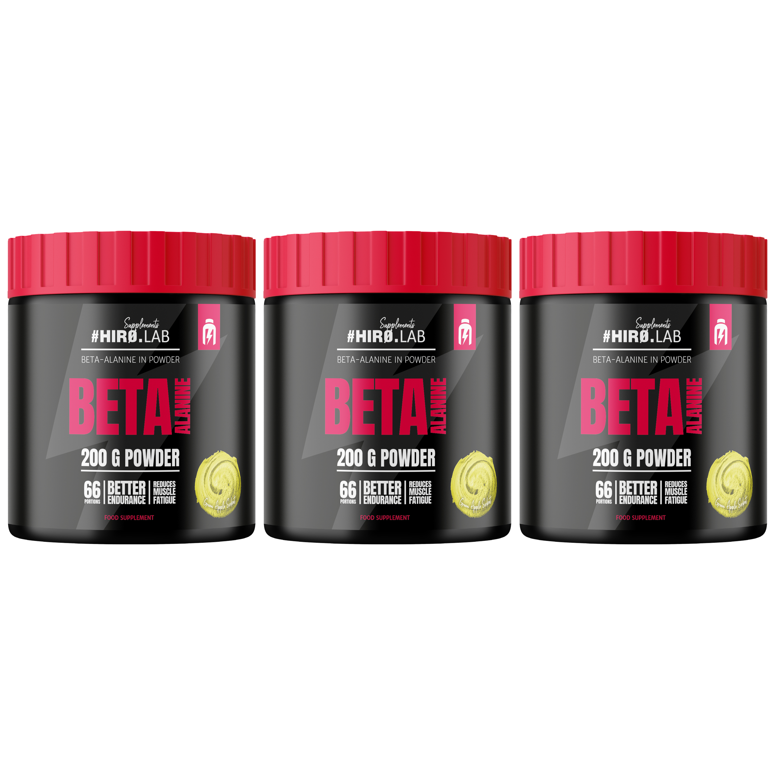 HIRO.LAB Beta Alanine - 3x 200g - Green Apple Sorbet