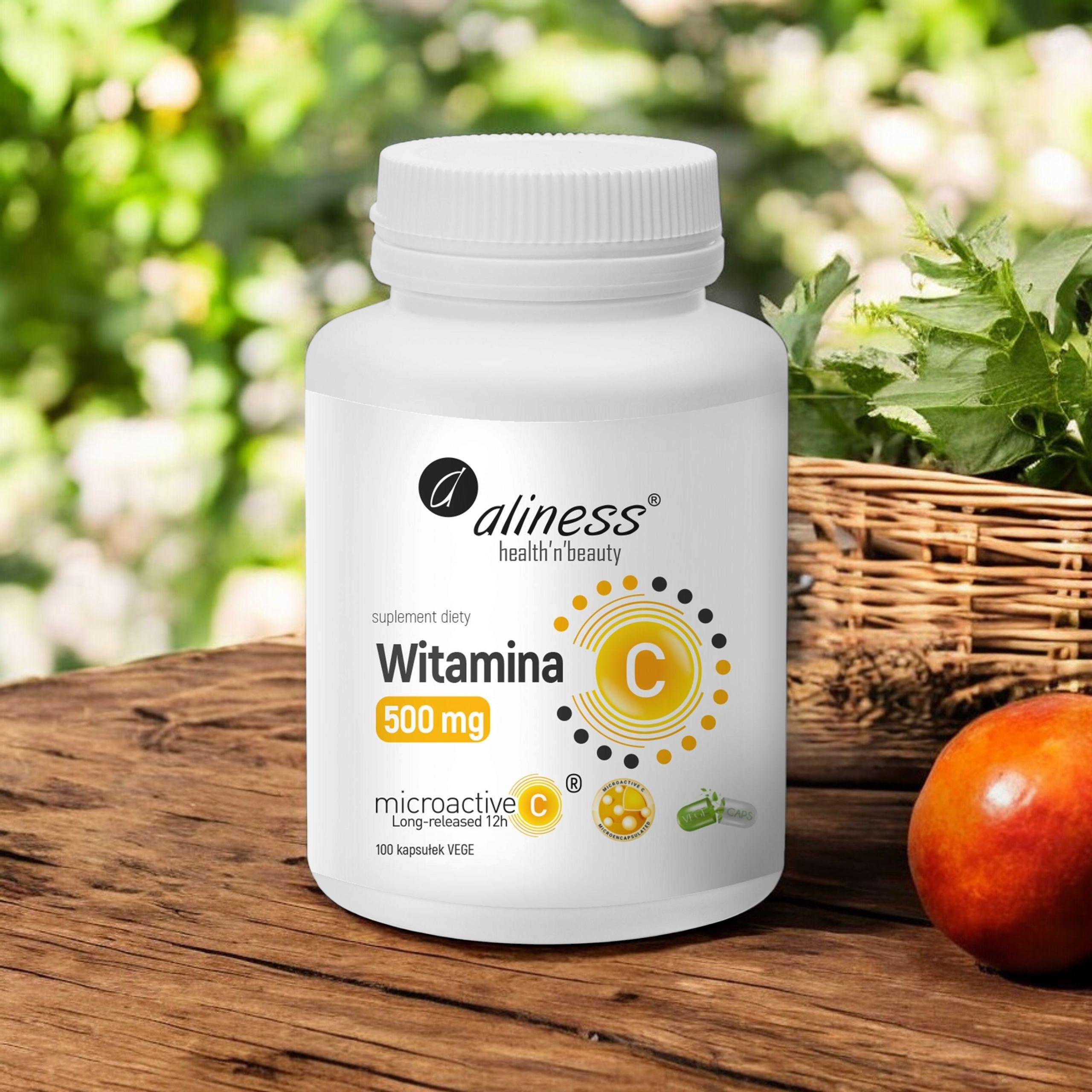 ALINESS - Witamina C 500mg Microactive 12h - 100vcaps. x2