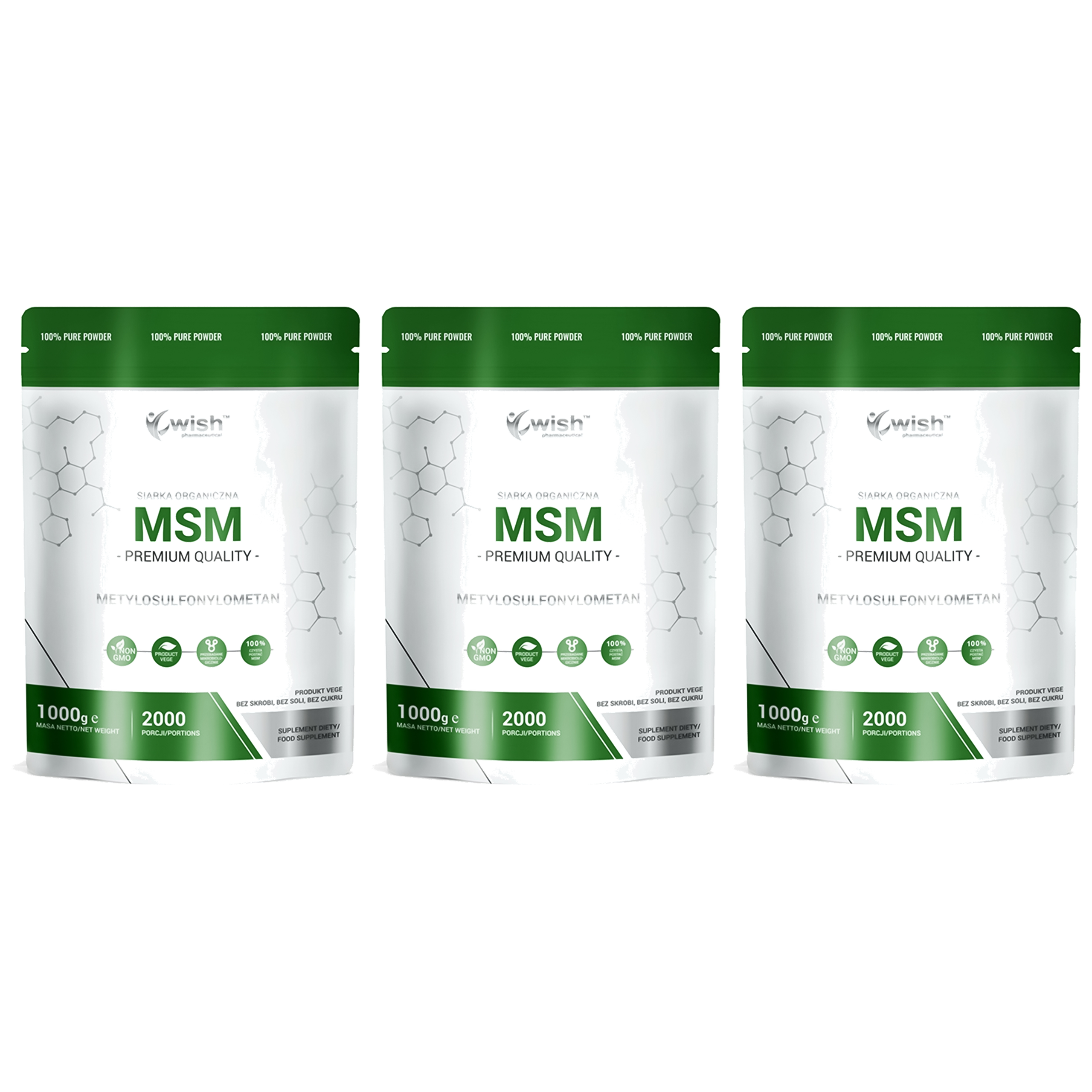 WISH Pharmaceutical MSM - 3x 1000g