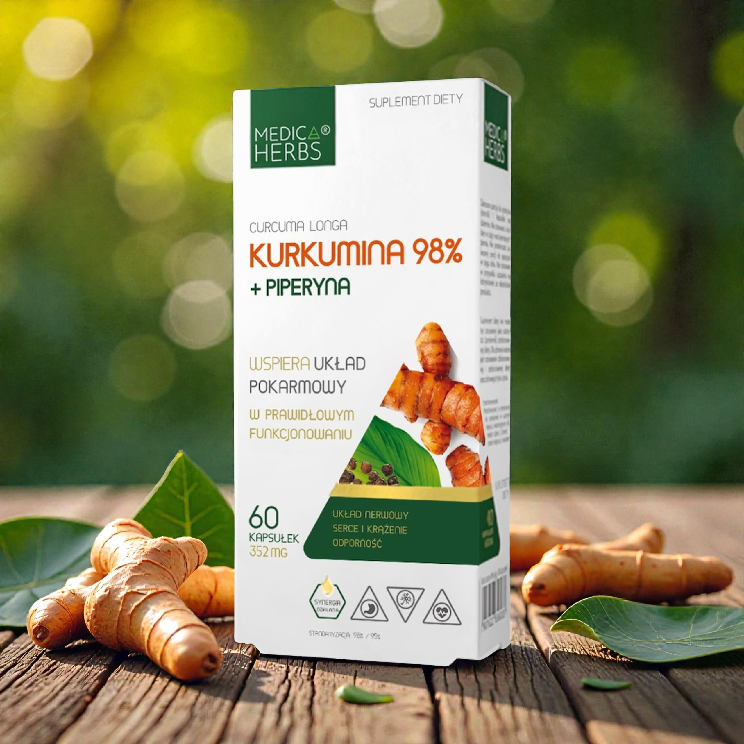 MEDICA HERBS - 3x Kurkumina 98% + Piperyna 60caps.