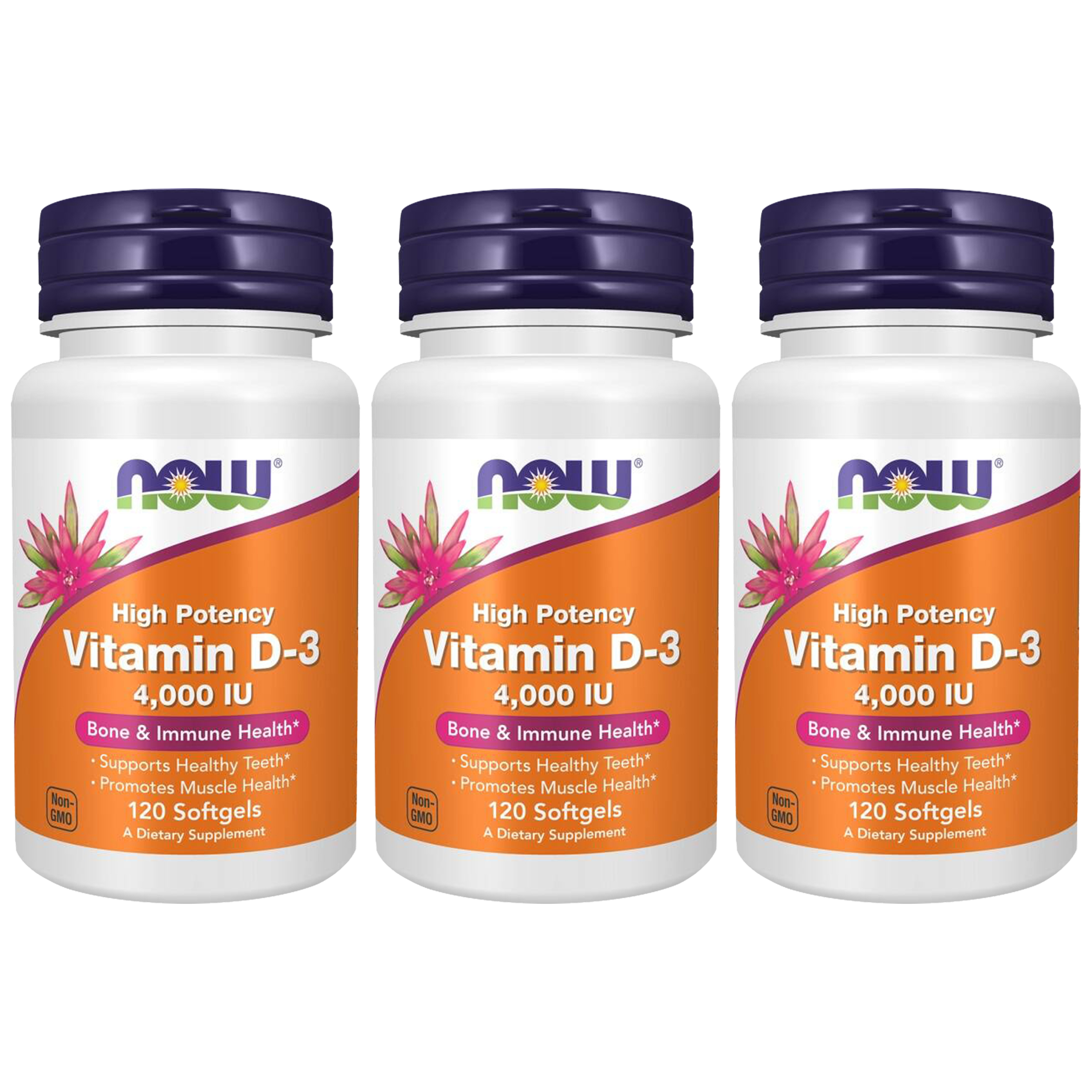 NOW Vitamin D3 4000IU - 3x 120softgels