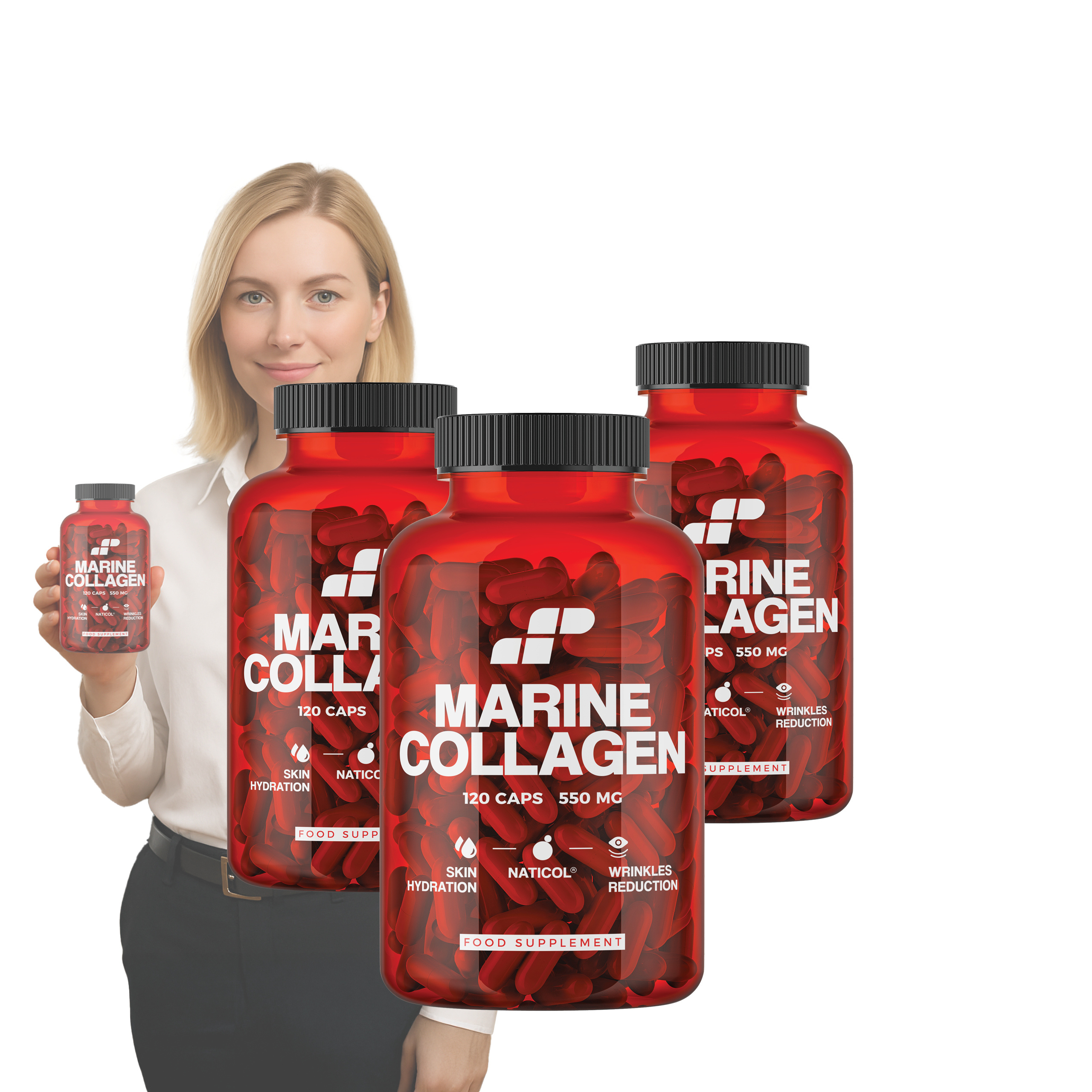 3x MP NUTRITION Marine Collagen 550mg - 120caps - Kolagen Rybi Naticol