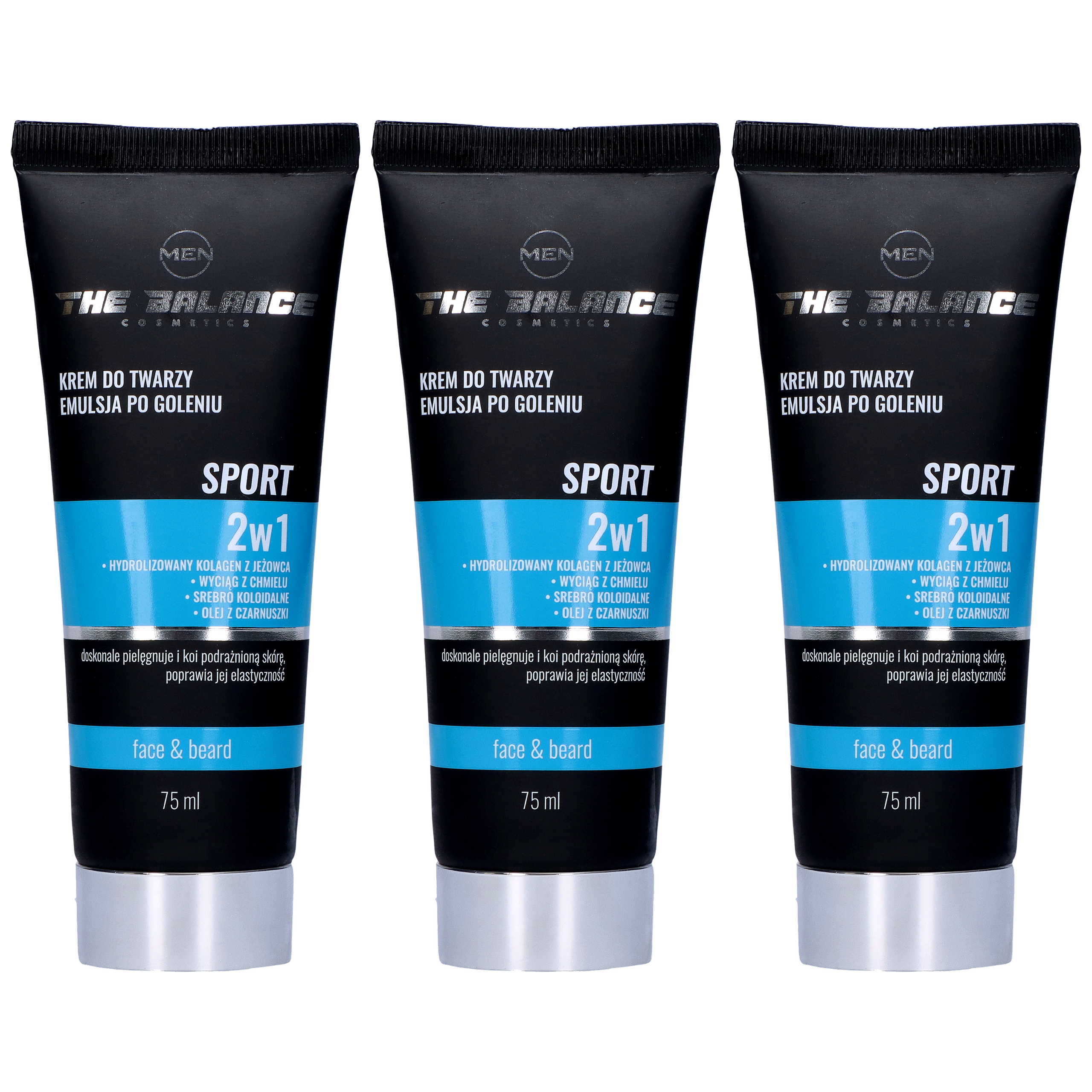 THE BALANCE COSMETICS - Krem do twarzy i emulsja po goleniu 2w1 Sport - 3x 75ml