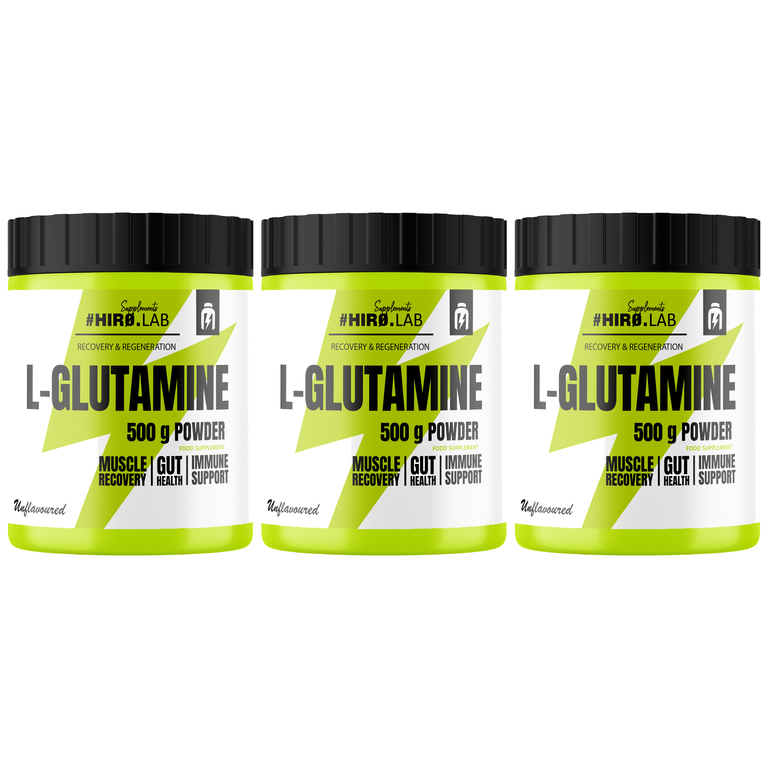 Hiro.Lab Glutamine - 3x 500g - Unflavored