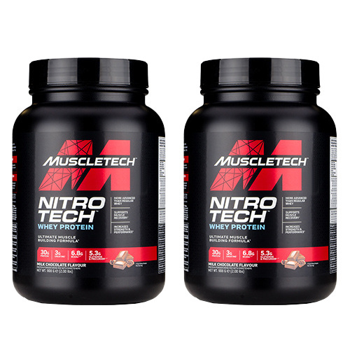 MUSCLE TECH Nitro Tech Whey Protein - 2x 908g - Milk Chocolate