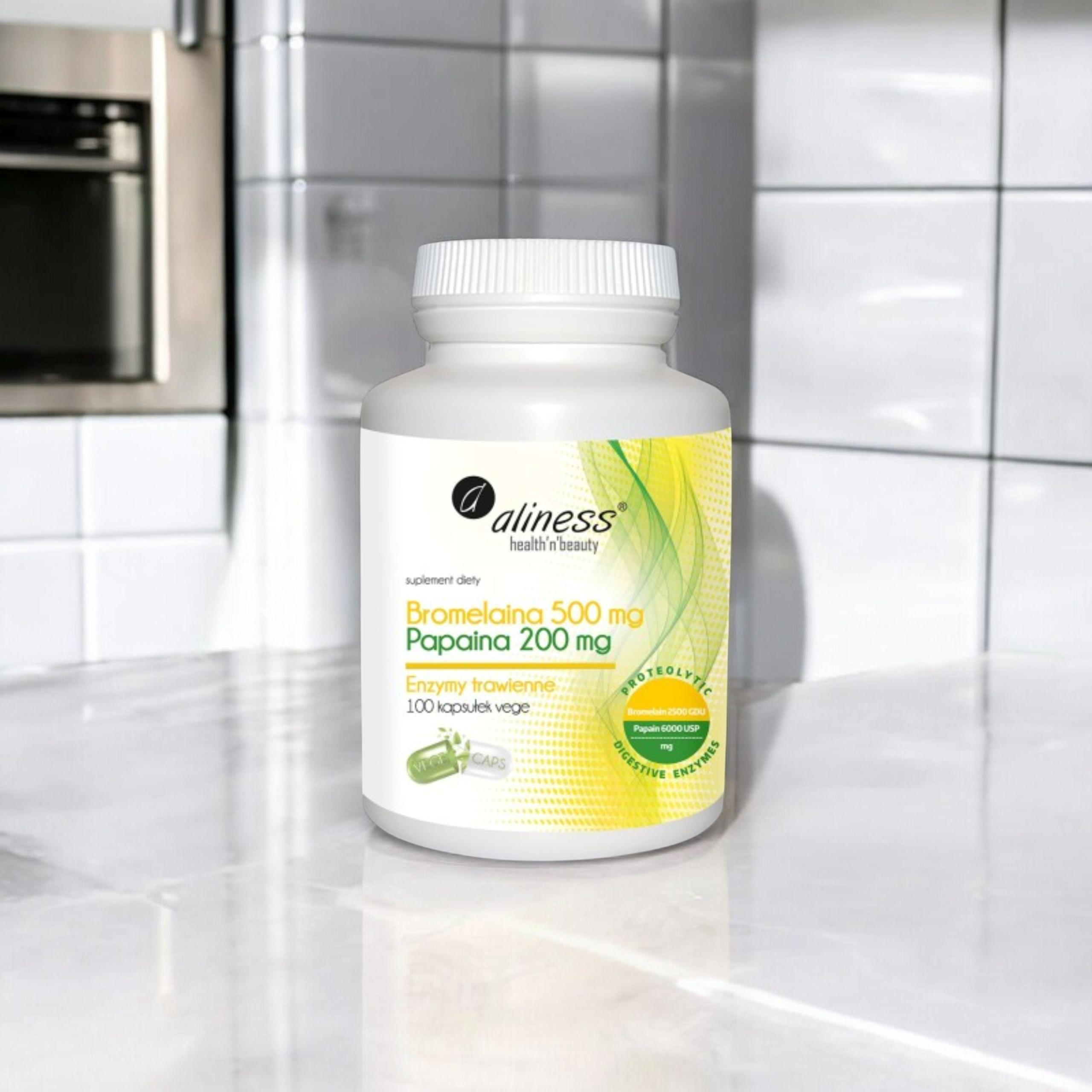 ALINESS - Bromelaina 500mg Papaina 200mg - 3x 100vcaps.