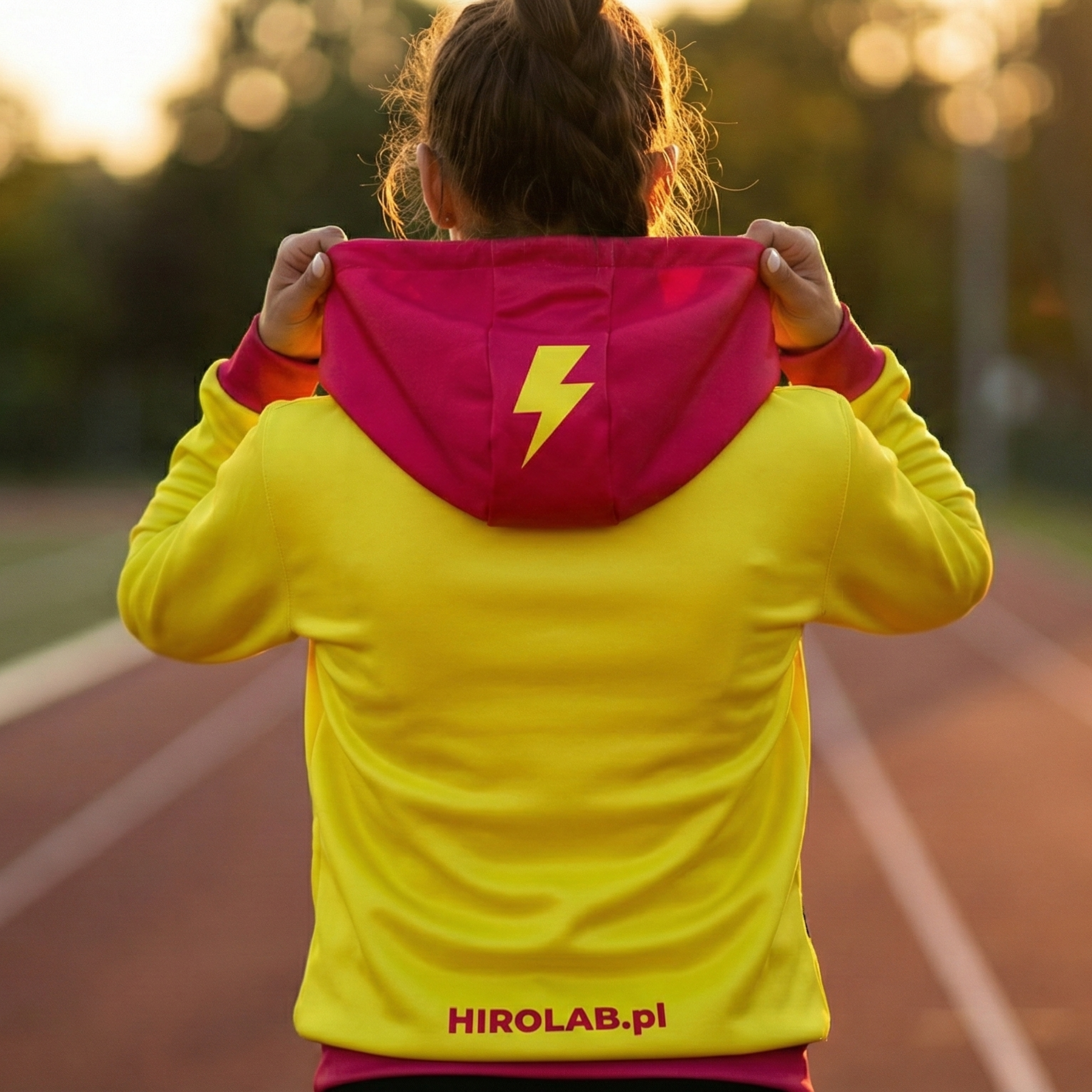 HIRO.LAB Bluza z kapturem HIRO - Żółto Różowa - S
