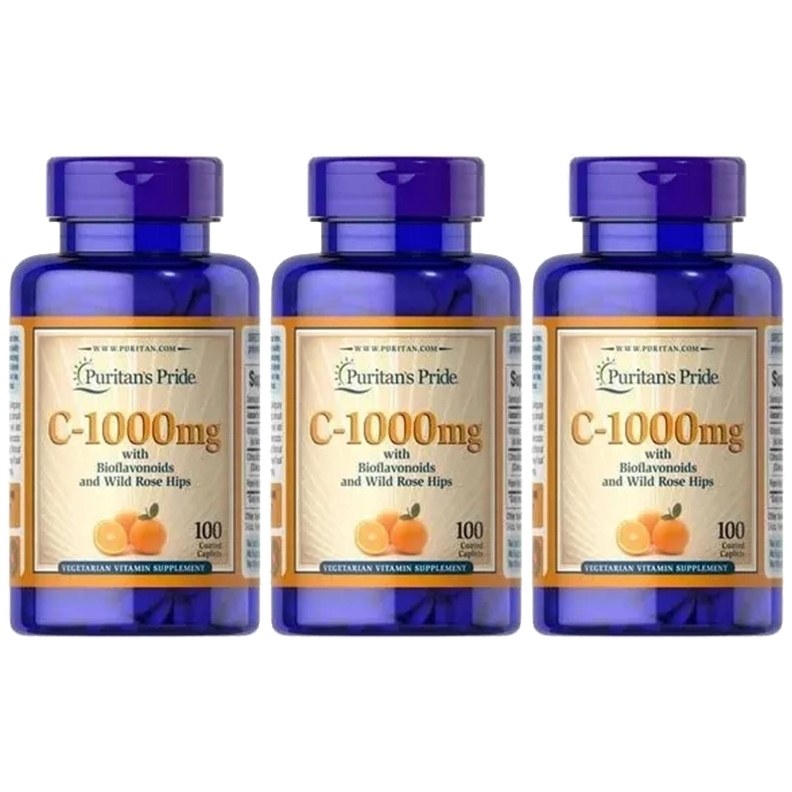 Puritan's Pride Vitamin C-1000 With BioFlav Rose Hips - 3x 100caps