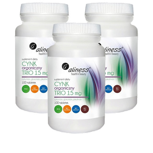 ALINESS Cynk Organiczny TRIO 15mg - 3x 100tabs