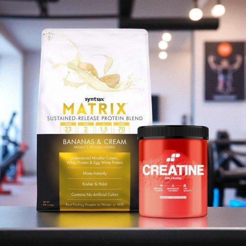 Białko Syntrax Matrix 5.0 Banana 2270g (75 porcji) + Kreatyna MP Nutrition Monohydrate 500g (100 porcji)