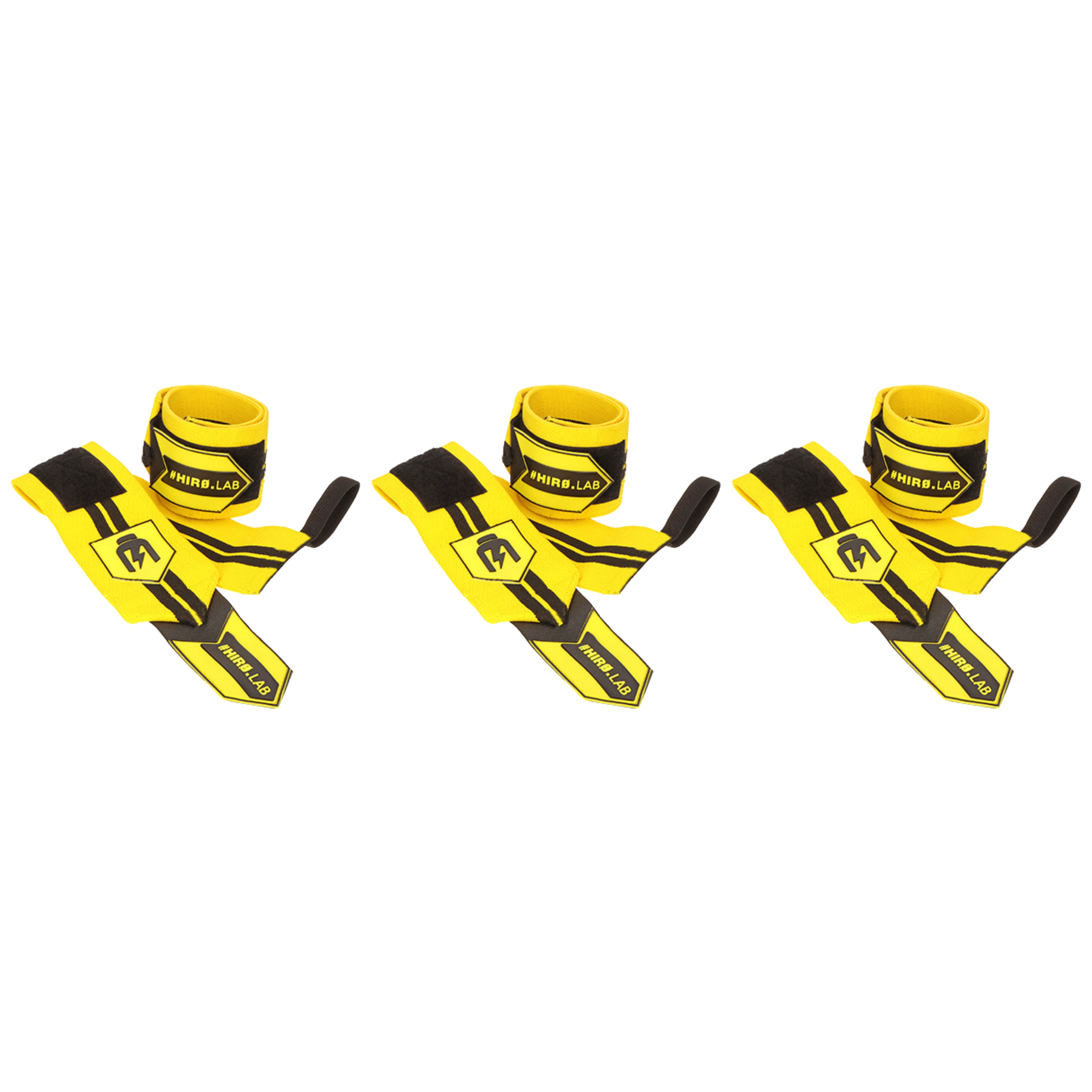 HIRO.LAB Wrist Wrap - Rubber Logo New - Yellow - 3x Opaski usztywniające na nadgarstki