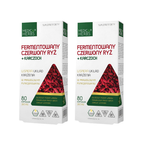 MEDICA HERBS - Fermentowany Czerwony Ryż + Karczoch - 2x 80caps.