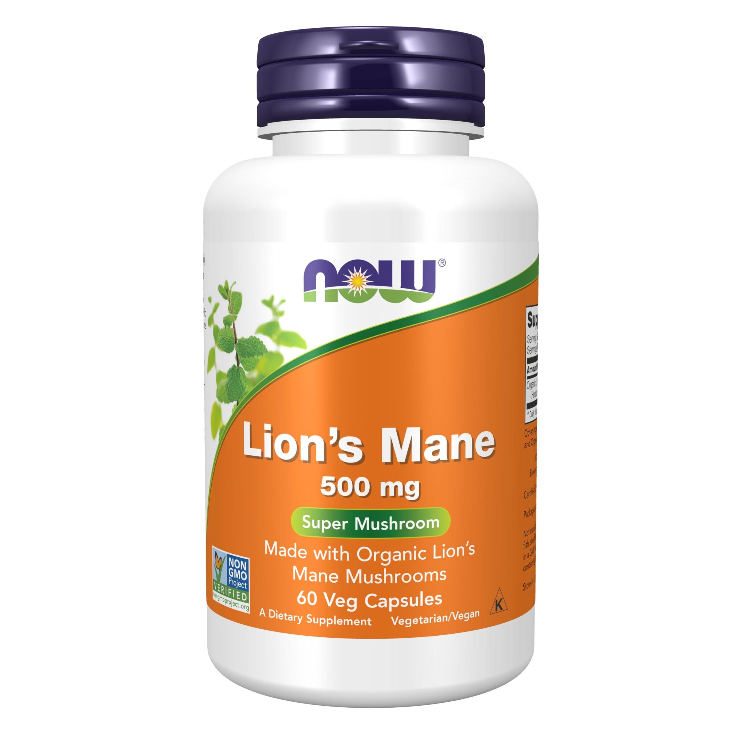 NOW - Lion's Mane Mushroom 500mg - 2x 60caps.