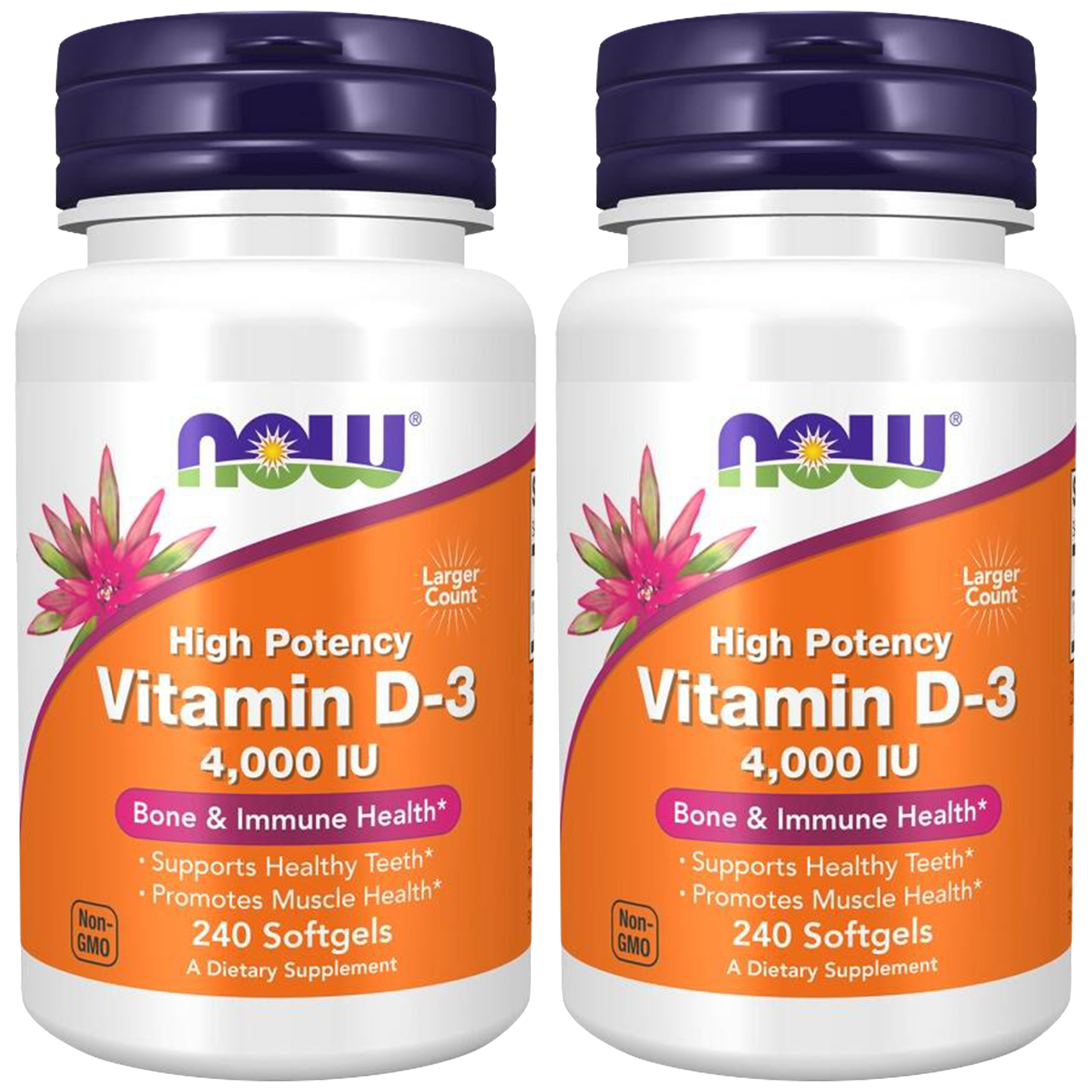 NOW Vitamin D3 4000IU - 2x 240softgels