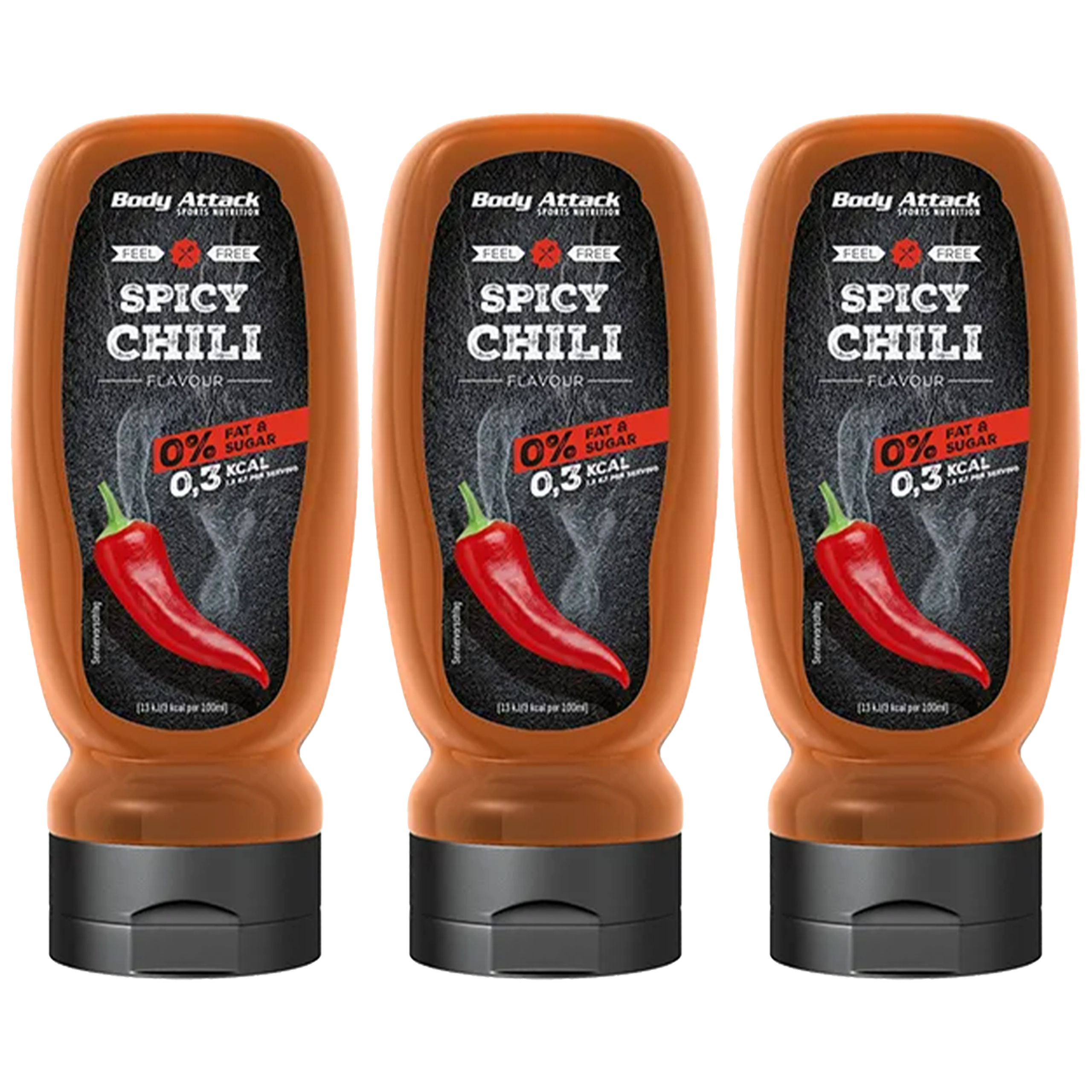 BODY ATTACK Spicy Chilli Sauce - 3x 320ml