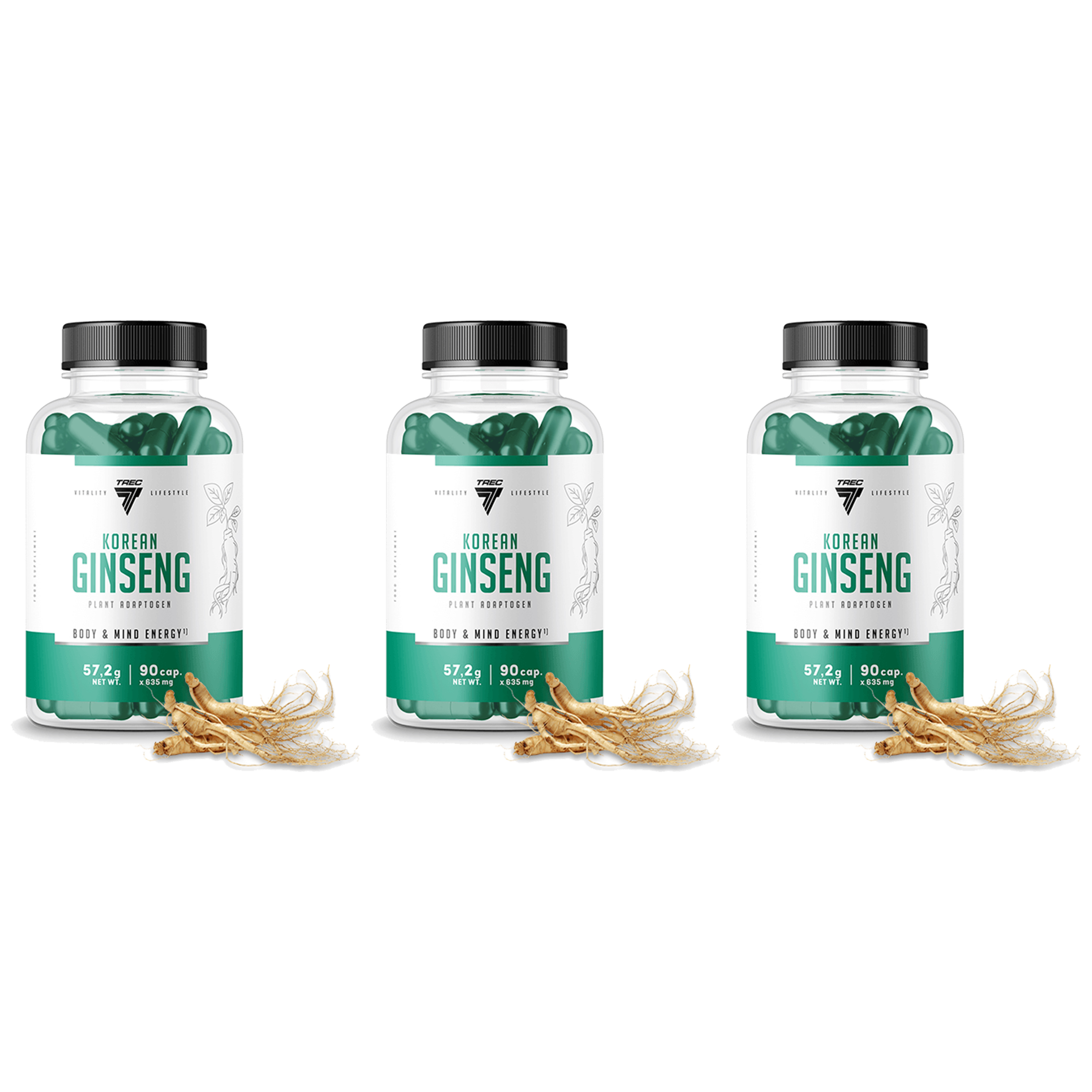 TREC Vitality Korean Ginseng - 3x 90caps.