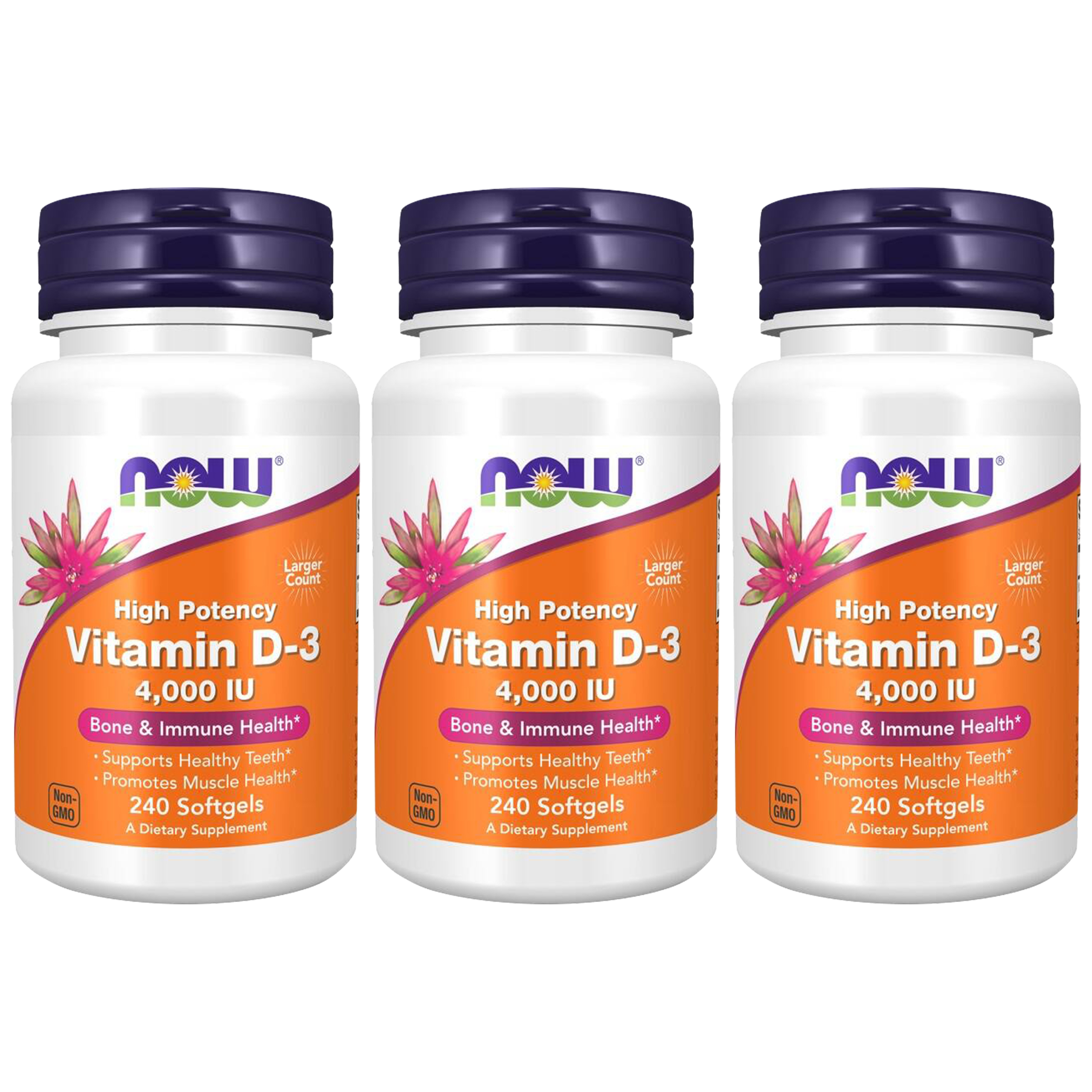 NOW Vitamin D3 4000IU - 3x 240softgels