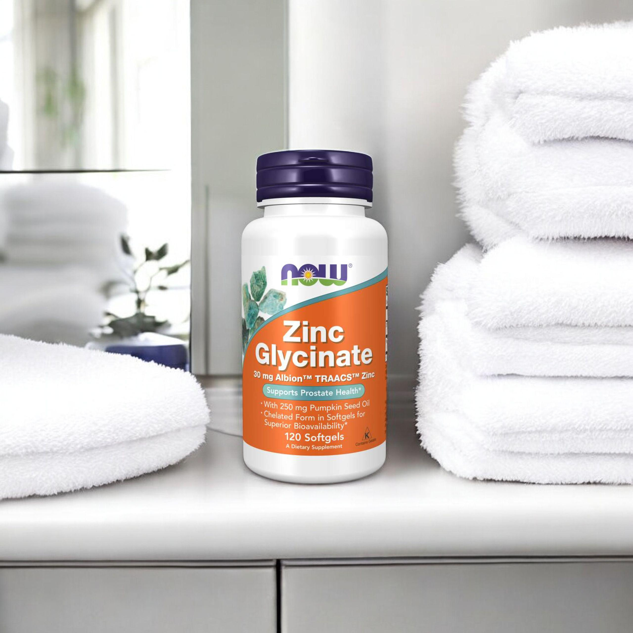 NOW Zinc Glycinate 30mg - 120softgels - Glicynian Cynku