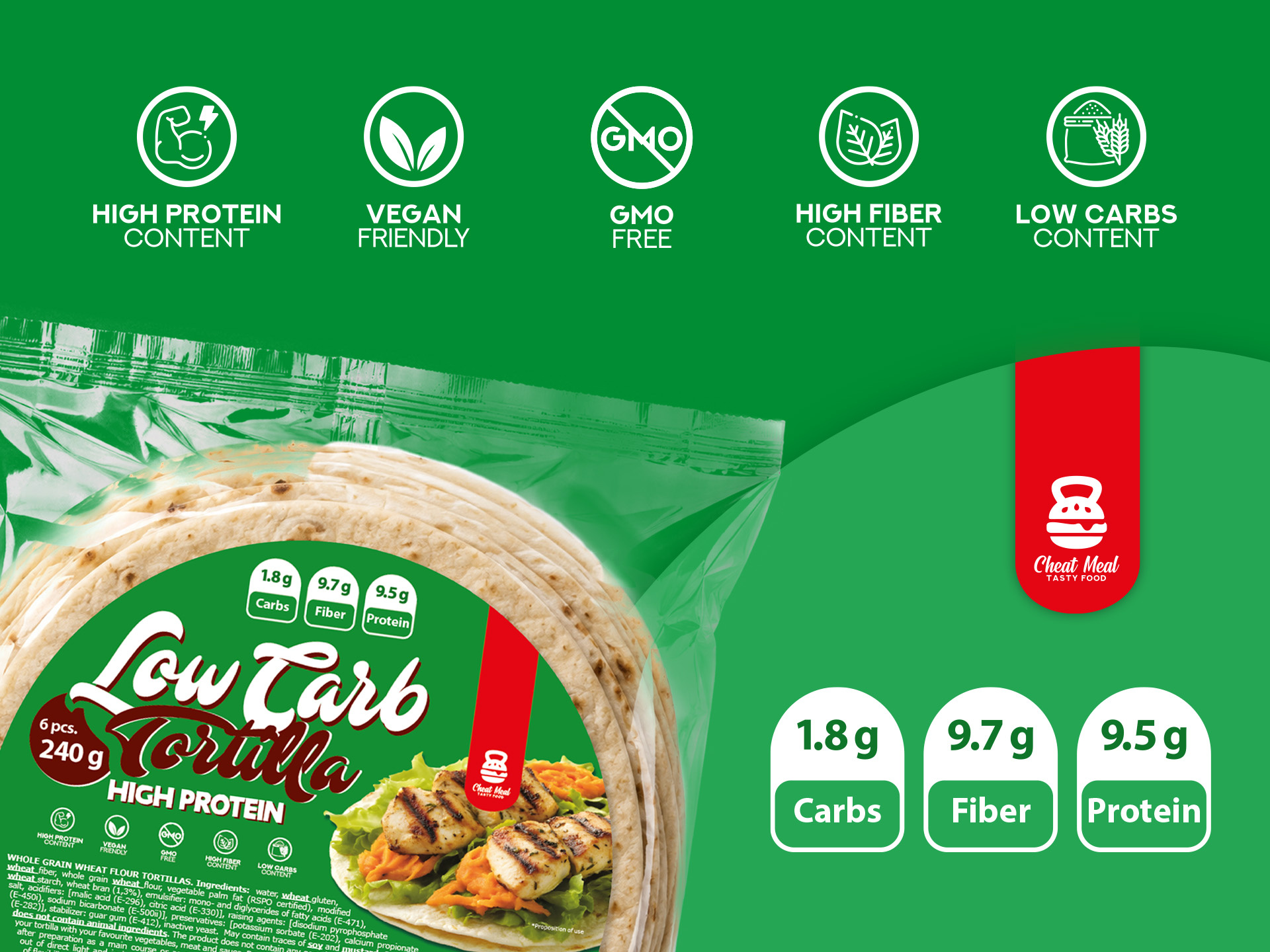 CHEAT MEAL - Tortilla Low Carb - 6x 40g x3