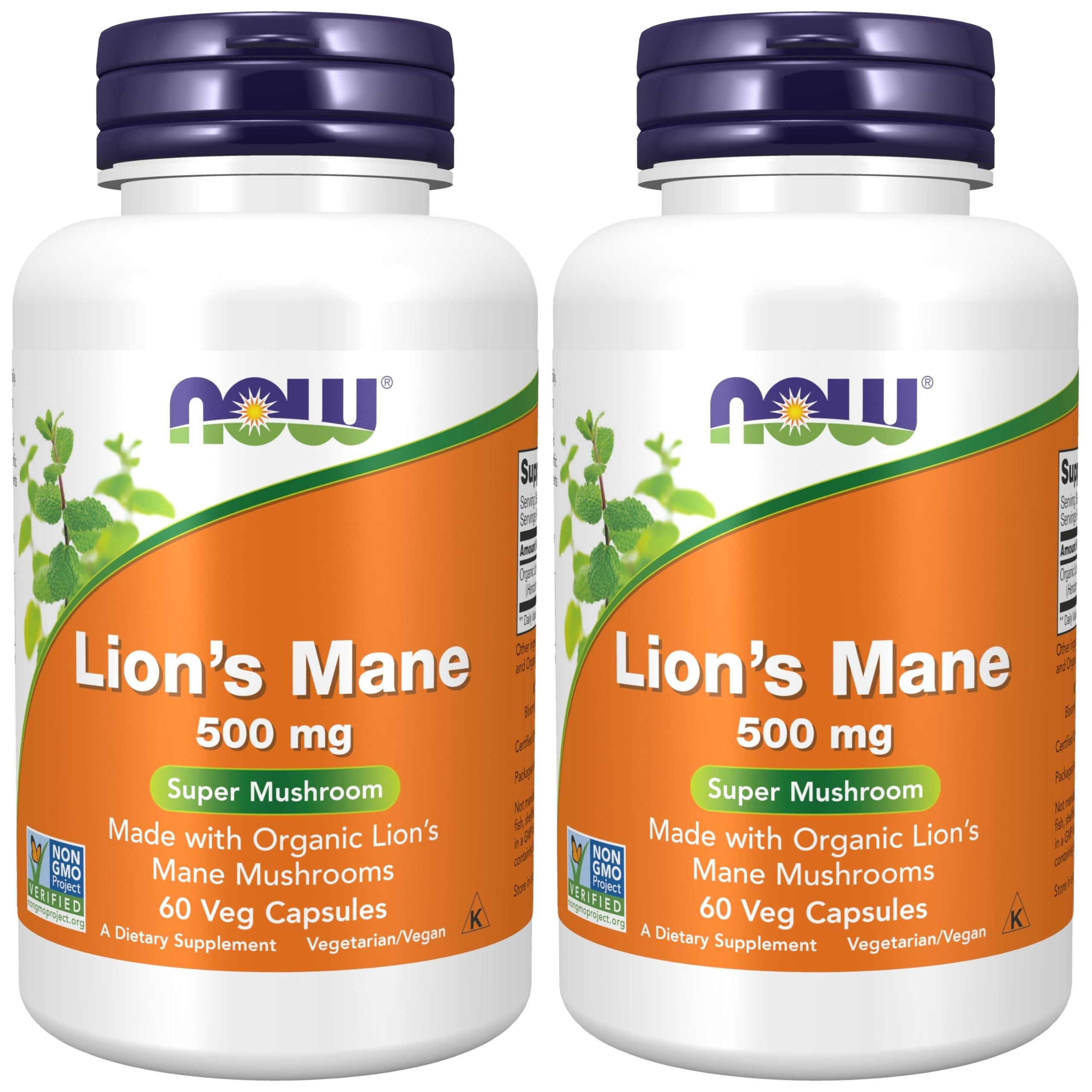 NOW - Lion's Mane Mushroom 500mg - 2x 60caps.