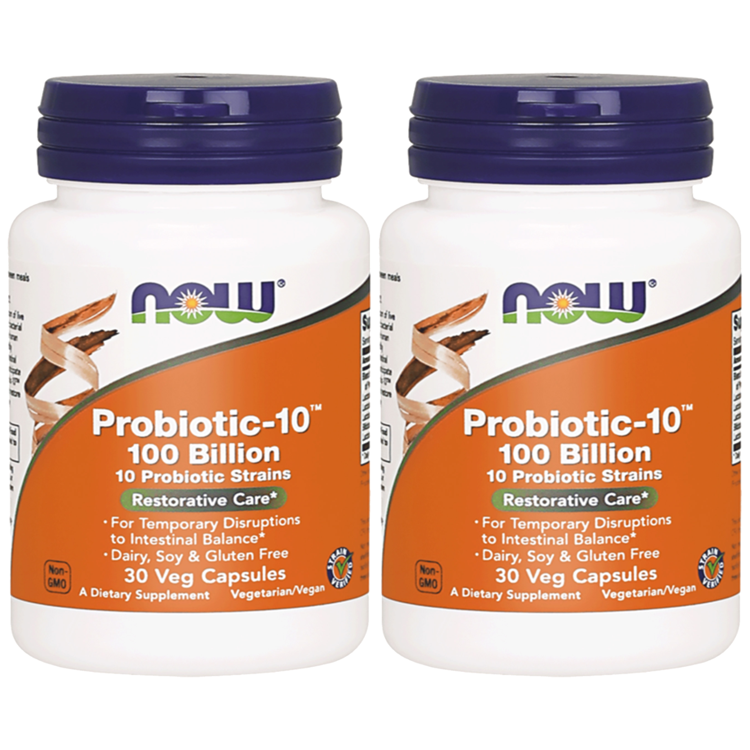 NOW Probiotic-10 100 Billion - 2x 30 Veg Caps
