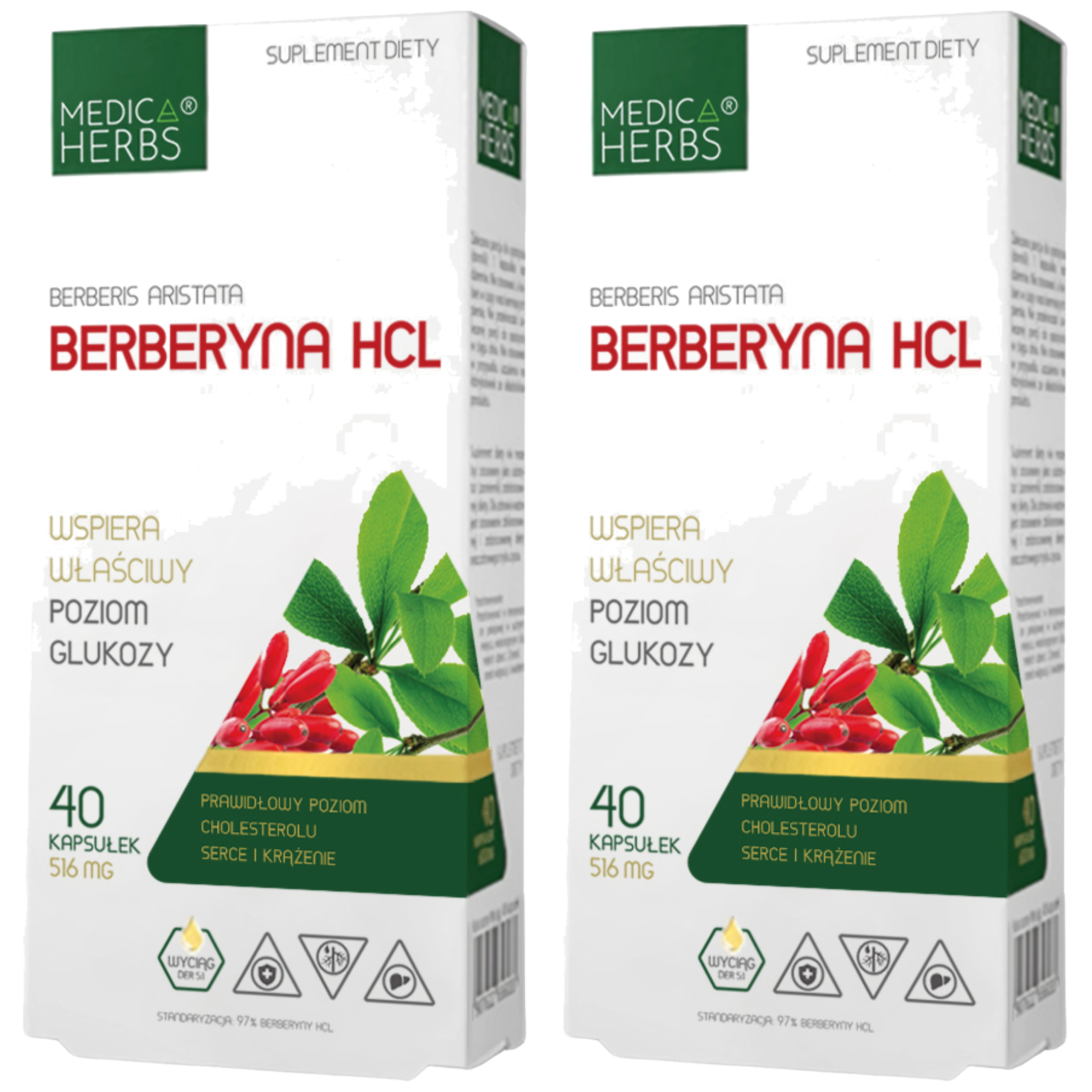 MEDICA HERBS - Berberyna HCL 500mg - 2x 40caps.