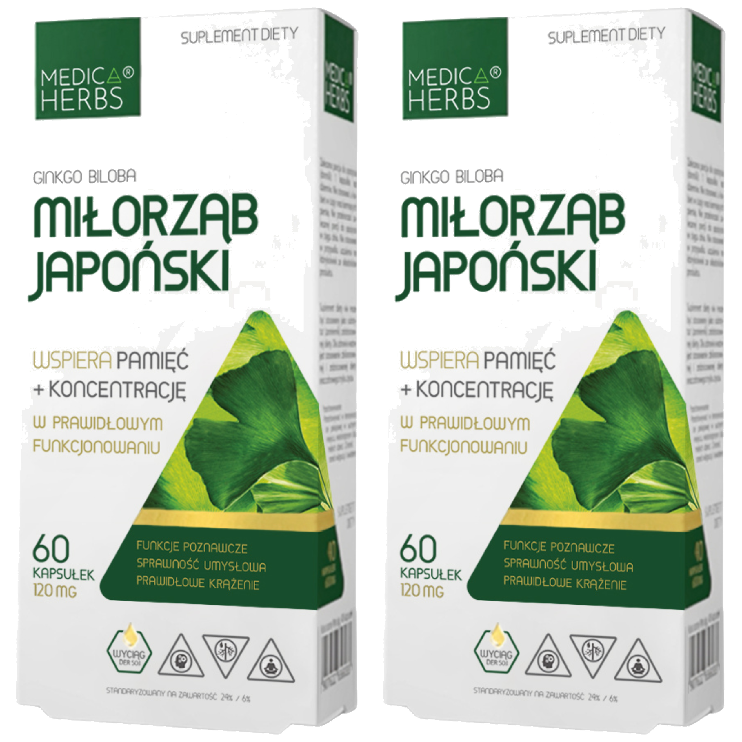 MEDICA HERBS - Miłorząb Japoński 120mg (Ginkgo Biloba) - 2x 60caps.