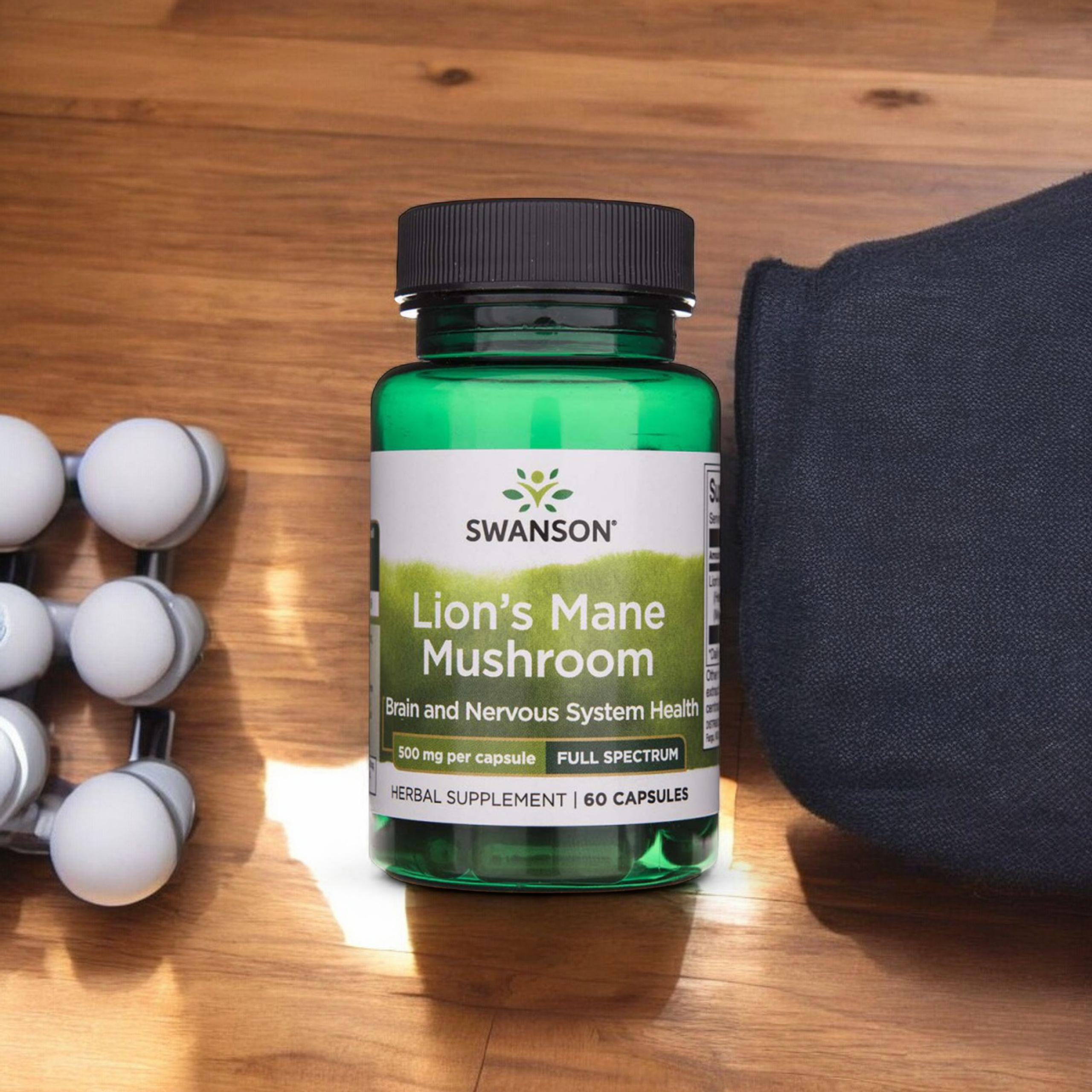SWANSON Lion's Mane Mushroom 500mg - 60caps. - 3x Soplówka jeżowata