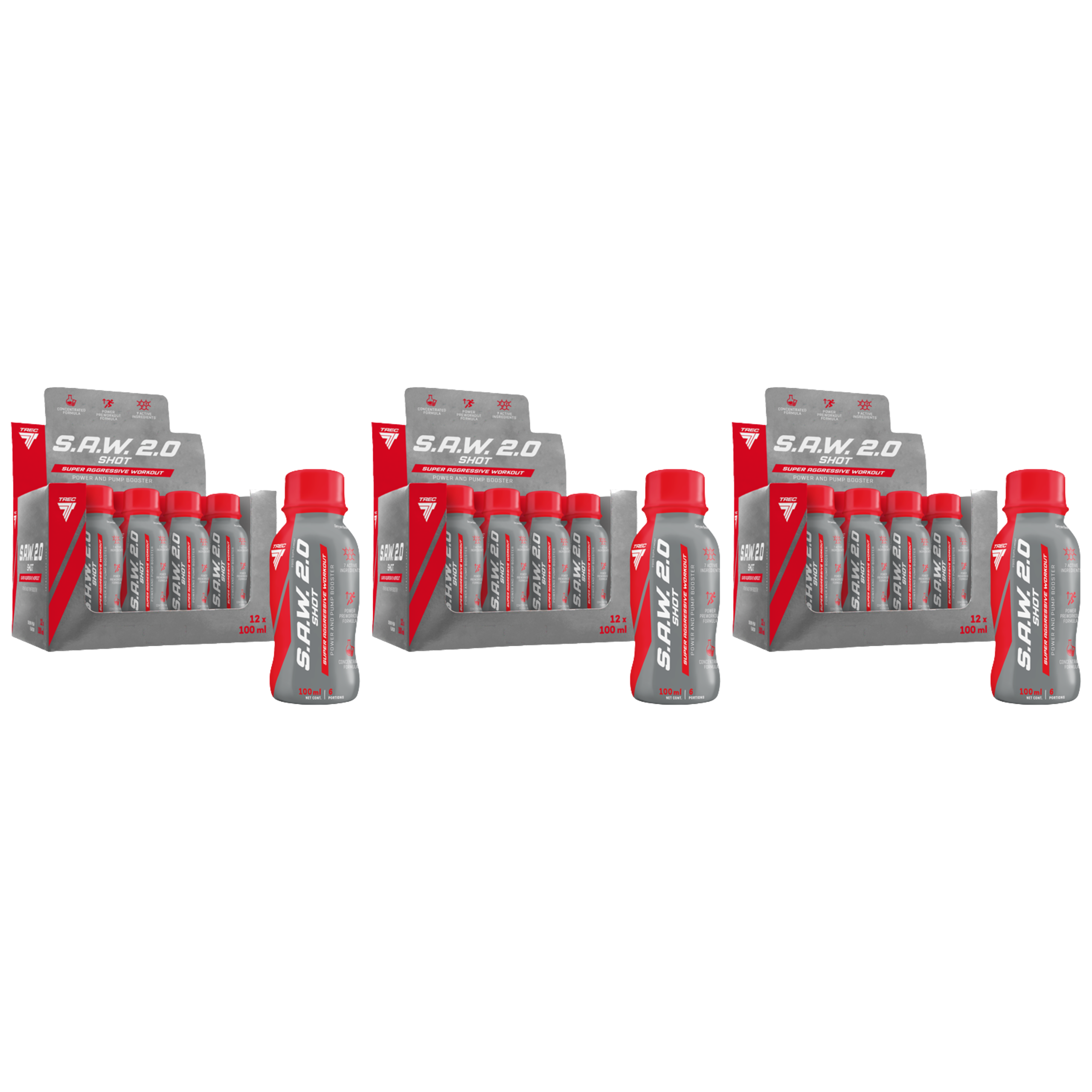 TREC - S.A.W. 2.0 Shot - 12x 3x 100ml - Cherry Pear