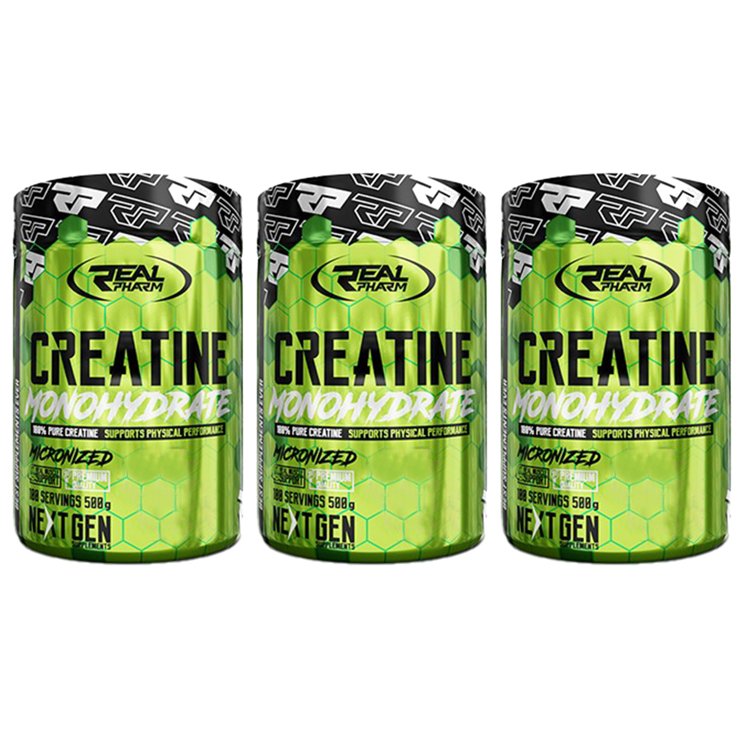 REAL PHARM Creatine Monohydrate - 3x 500g