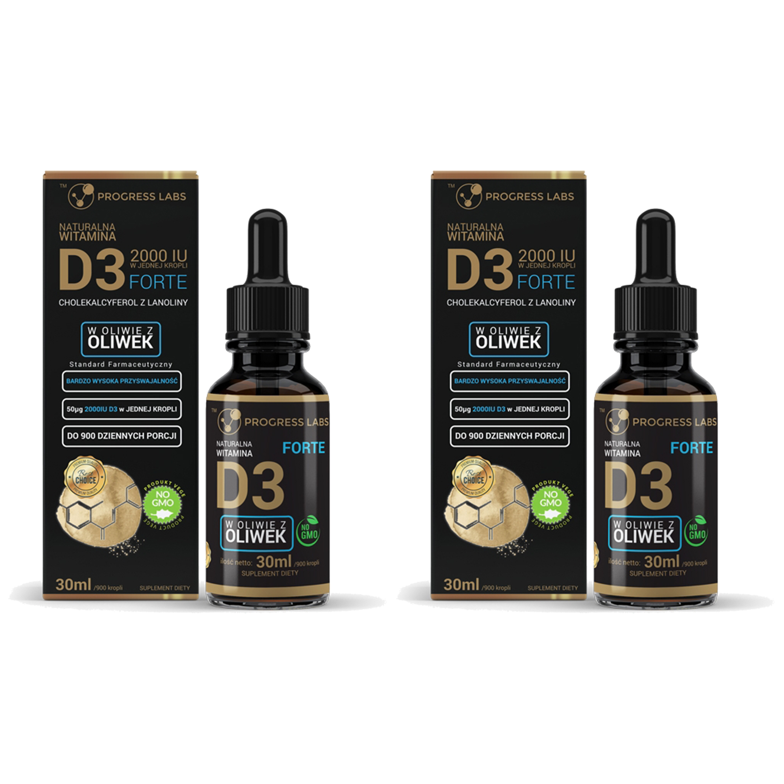 PROGRESS LABS Vitamin D3 2000IU Forte - 2x 30ml