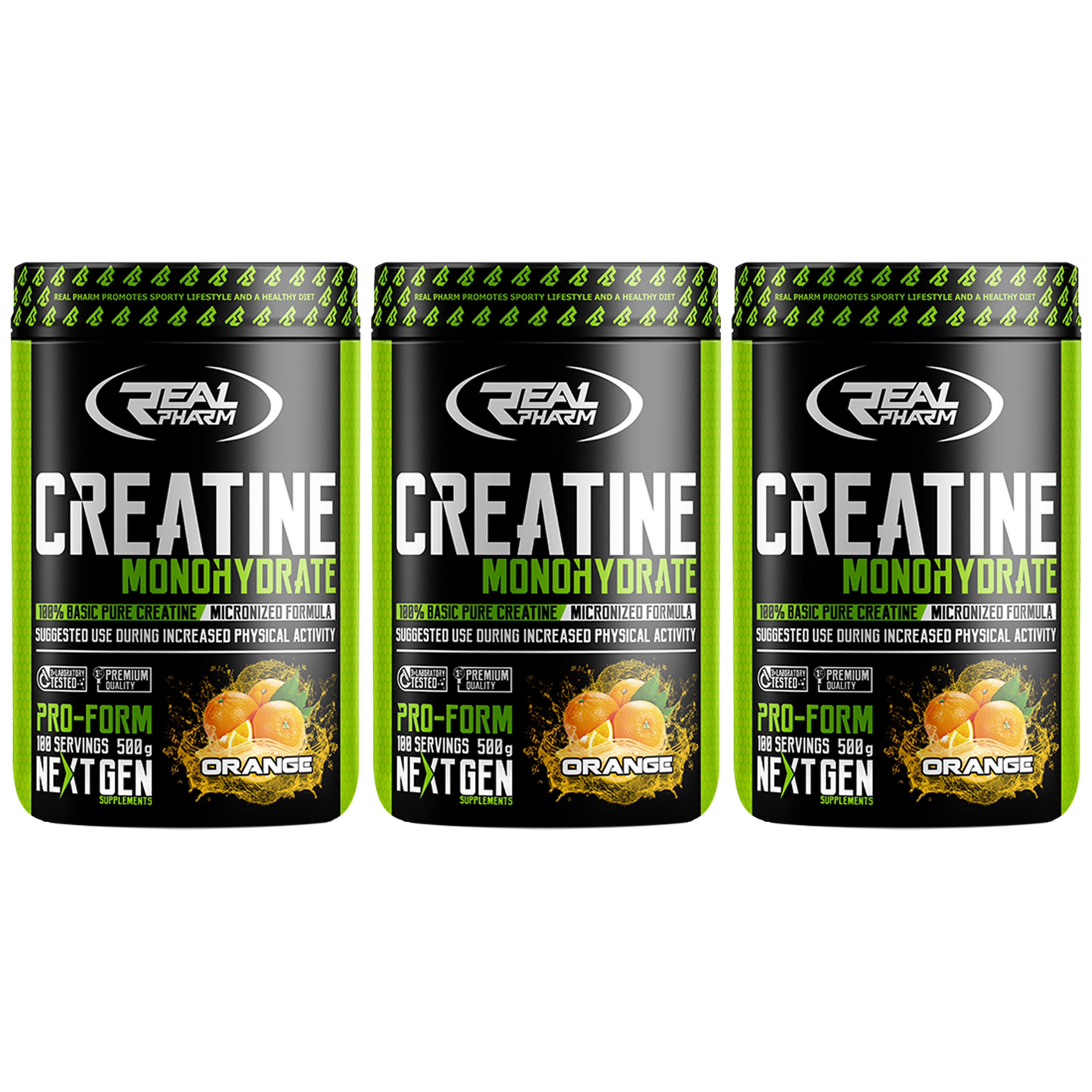 REAL PHARM Creatine Monohydrate - 3x 500g